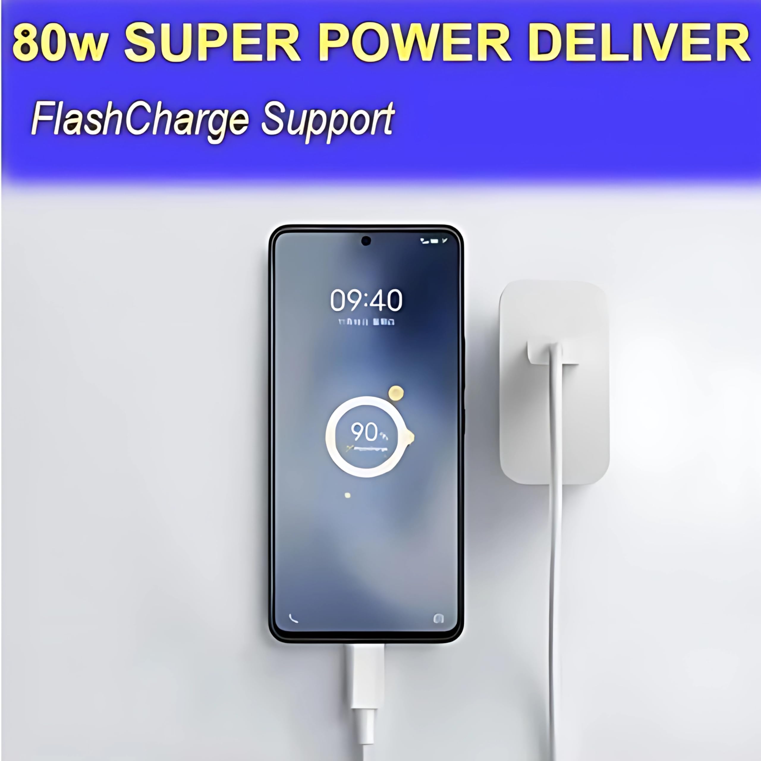 80W Flash Charger 3.0 USB-A Power Adapter Compatible with Vivo V27 Pro, V29, X90, X80 Pro, Y Series, T Series & All iQOO Smartphones — Amazon image 4