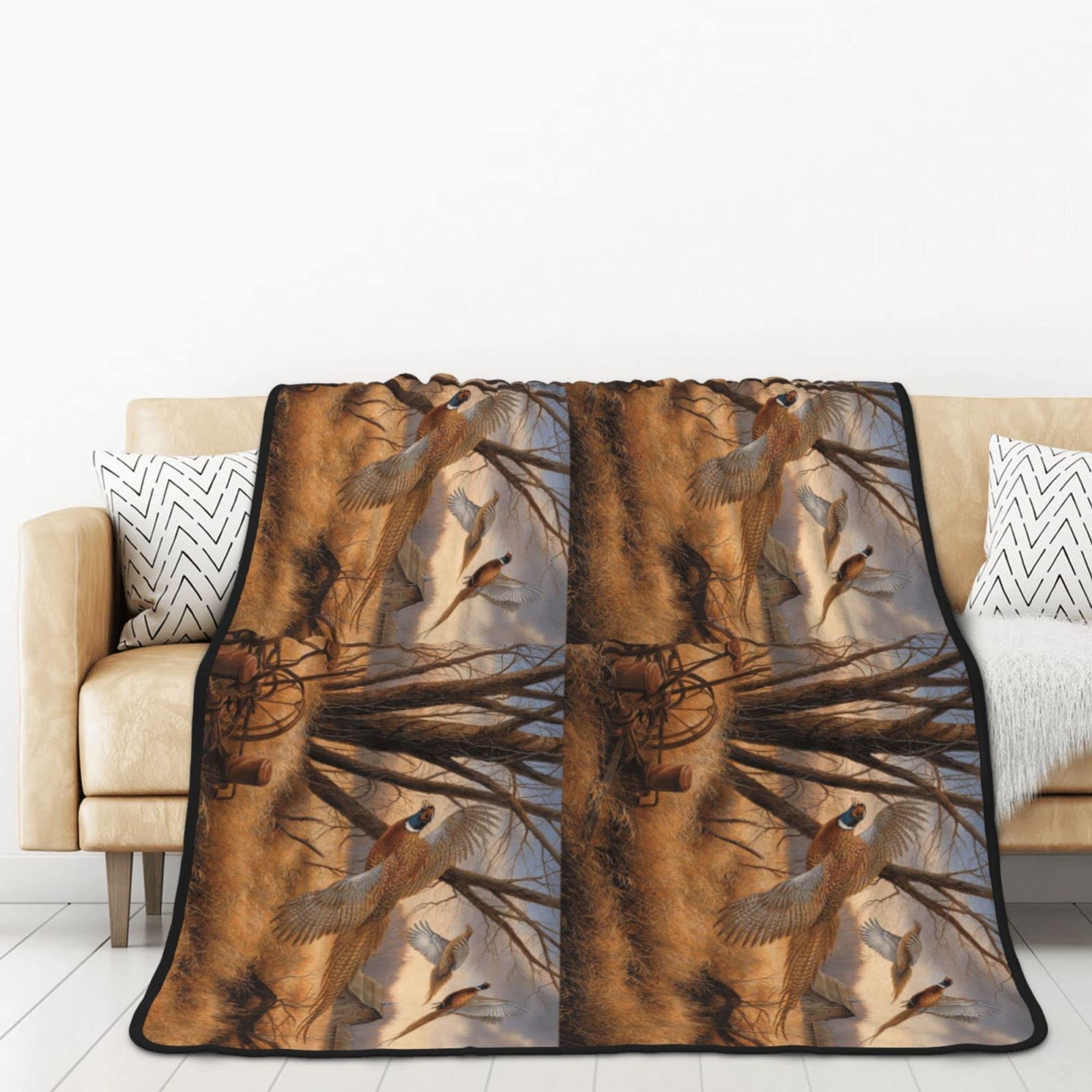 Couverture flanelle faisan de qualité supérieure pour lit et canapé
