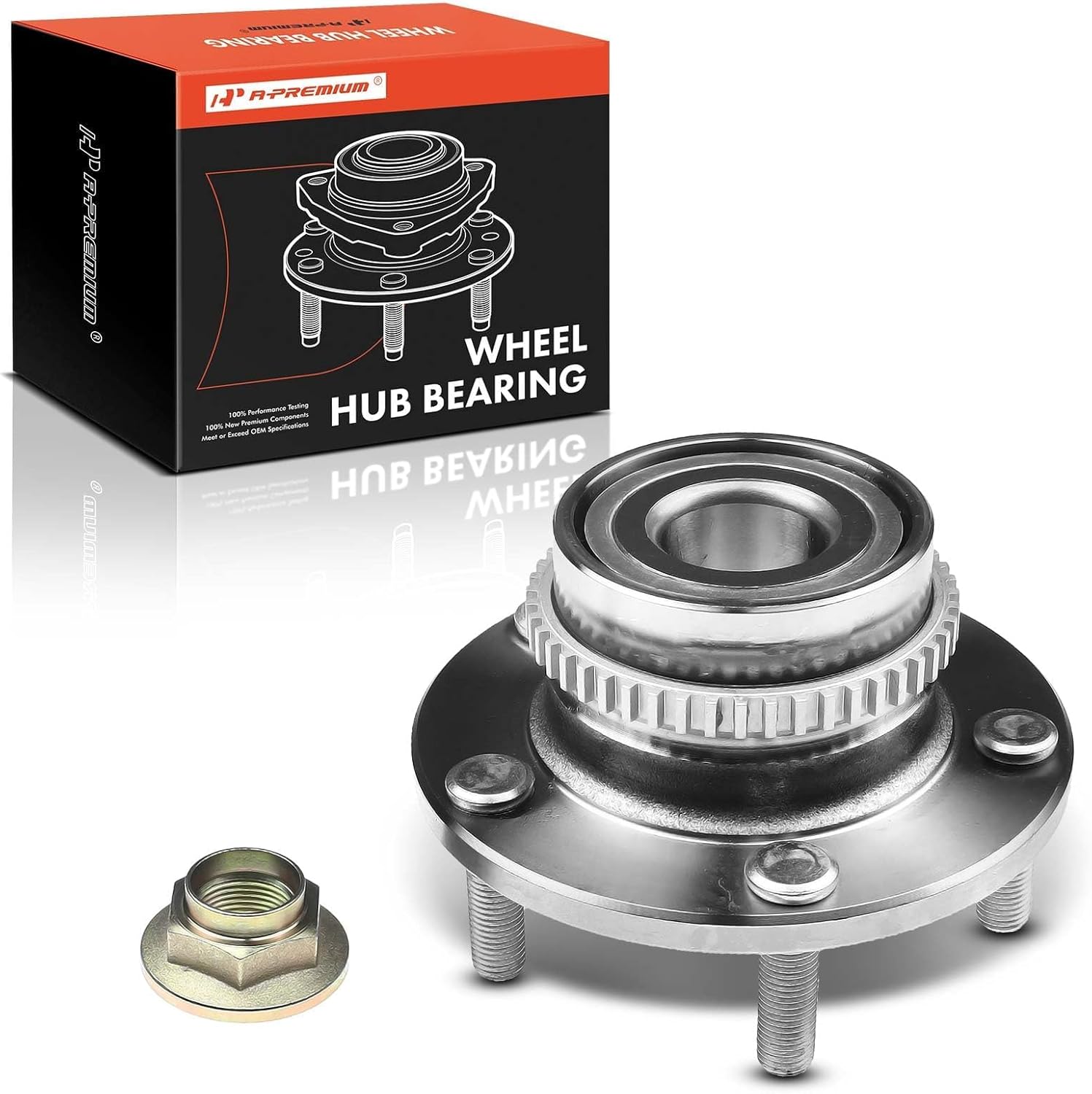 A-Premium Rear Wheel Bearing and Hub Assembly with ABS Ring & 5-Lug Compatible with Kia Sportage 2005-2010 & Hyundai Tucson 2005-2009, FWD & 4-Wheel ABS Only