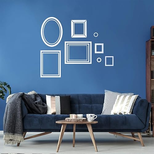 Juego de 8 calcomanías de vinilo para pared, marcos de fotos, de 2 a 12 pulgadas cada uno, decoración urbana moderna para el hogar, apartamento,