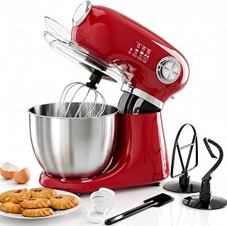 Kismile 5.5QT Tilt-Head Stand Mixer, Electric Mixer with Bowl(Red)