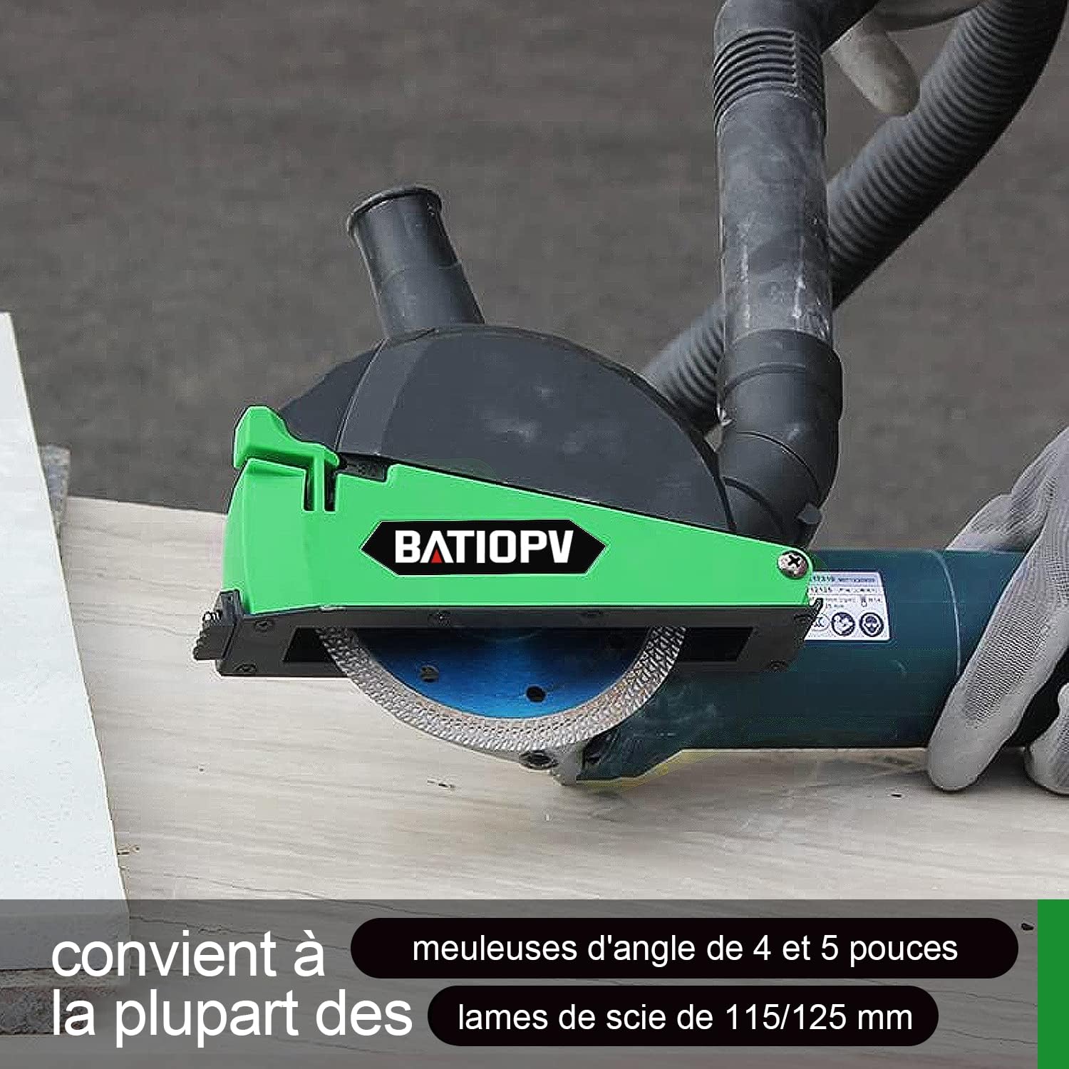 Capot de Protection Meuleuse Angulaire 115/125 mm avec Aspiration et Rail de Guidage