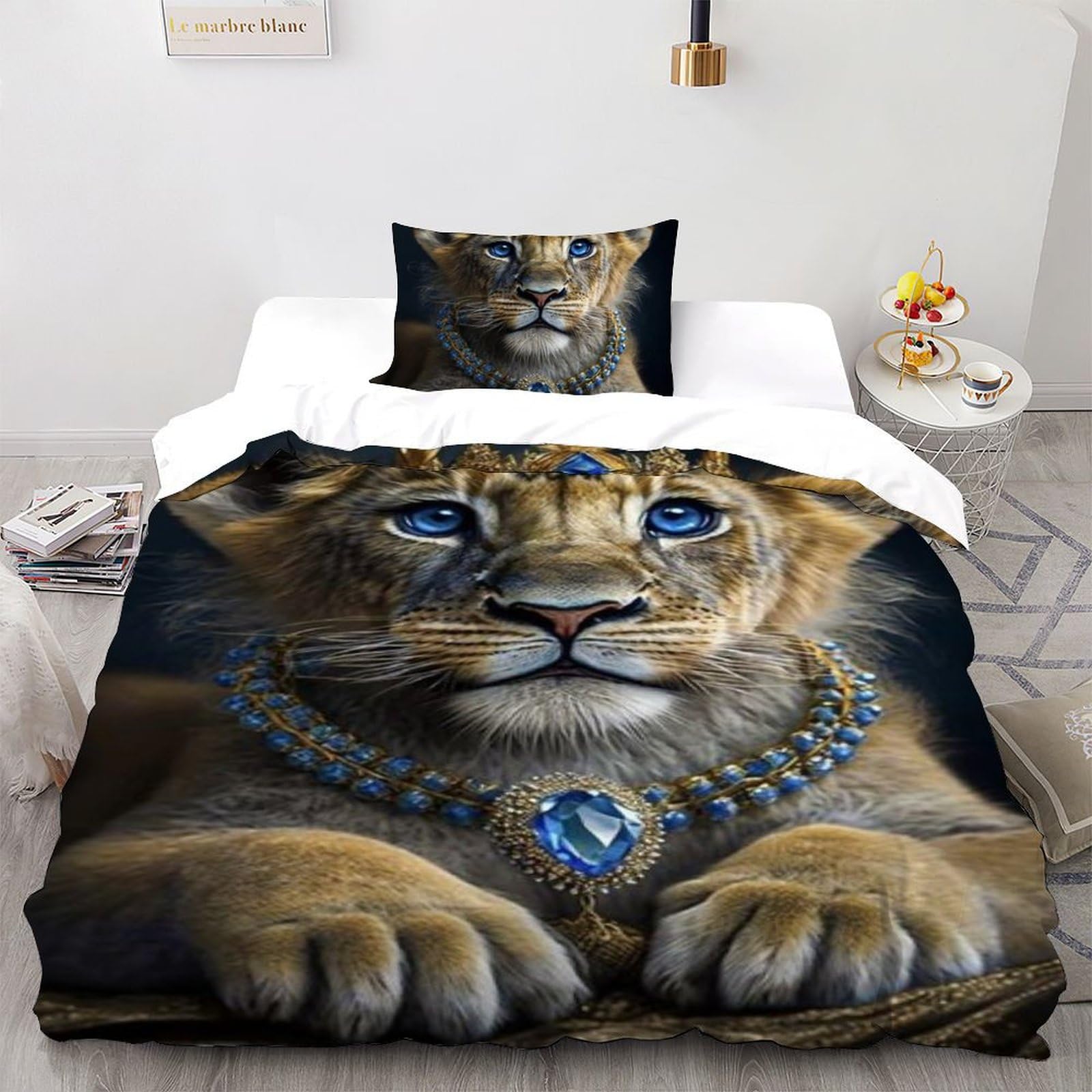 Housse de couette single guépard en microfibre 135x200cm avec fermeture éclair pour lit fille