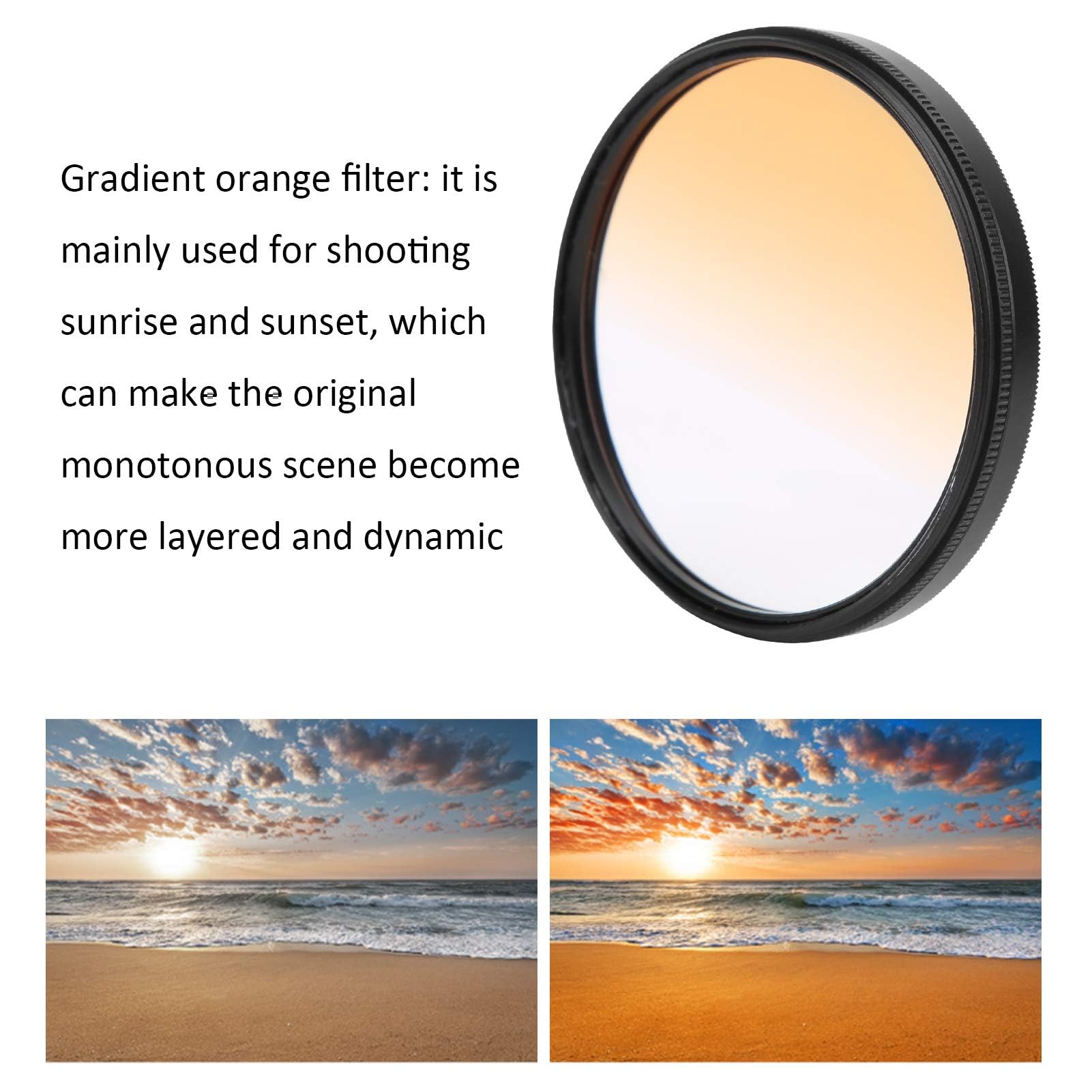 Farbverlaufsfilter in Orange, 67 Mm DSLR-Kameraobjektiv-Verlaufsfilter für Aufnahmen bei Sonnenaufgang bei Sonnenuntergang, Mehrschichtige Nanometer-Beschichtungstechnologie