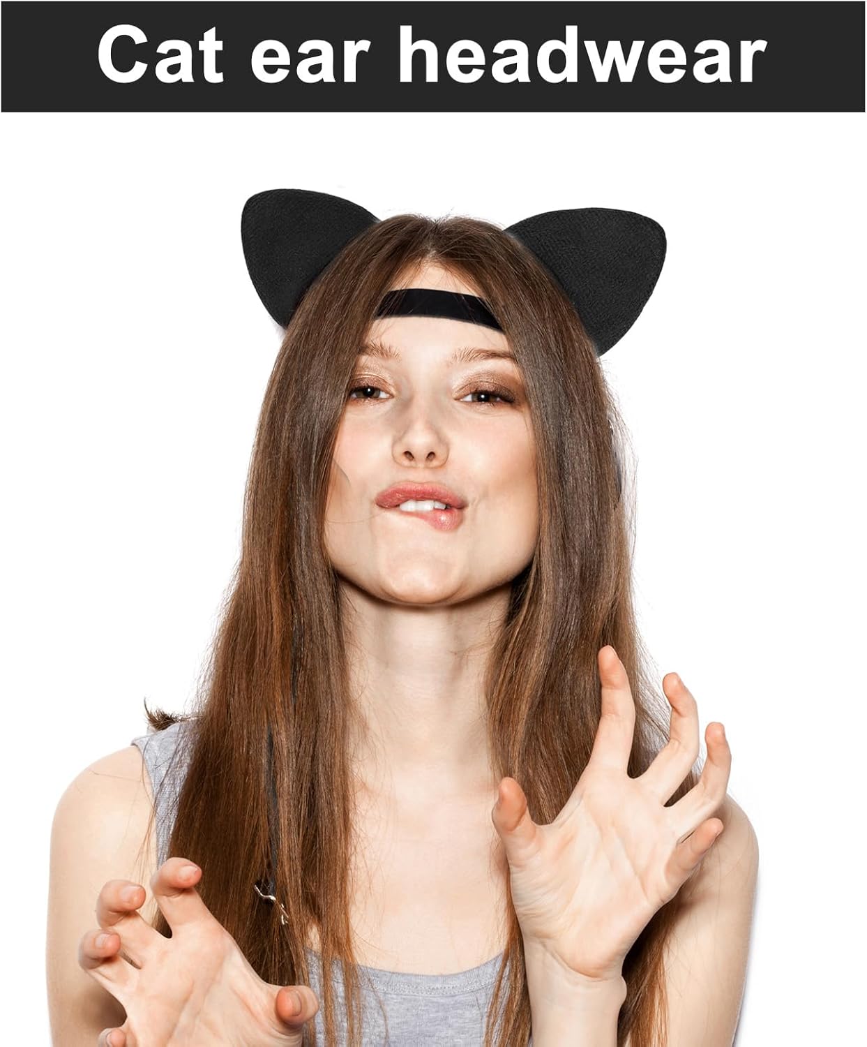 3Pcs Black Cat Ears Headbands Women Soft Padded Cute Ears Hair Hoops Headwear Hair Accessories for Cosplay Party Costume Daily Decorations - Image 4