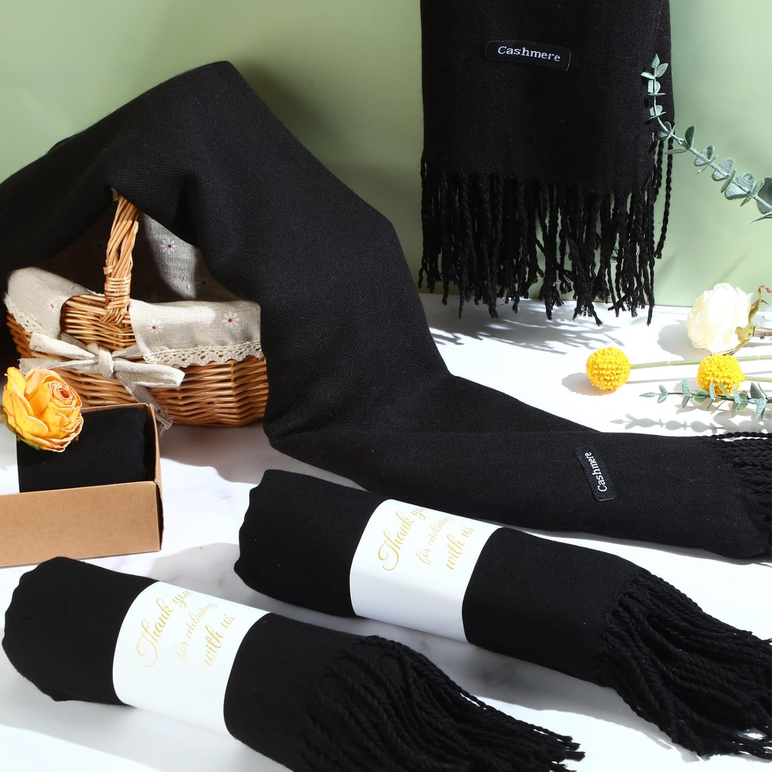 18 Pack Scarf Pashmina Shawls and Wraps for Wedding Bridesmaid Party Favors Gifts Guests Bulk with Thank You Box - Image 7