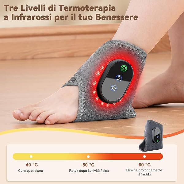 2 Pezzi Massaggiatore per Piedi 3 in 1 | 3 Modalità di Vibrazione | Temperatura Regolabile a 3 Livelli | Scaldapiedi IntegratoAllevia Dolori a Piante, Talloni e Caviglie | Massaggiatore Gambe - 3