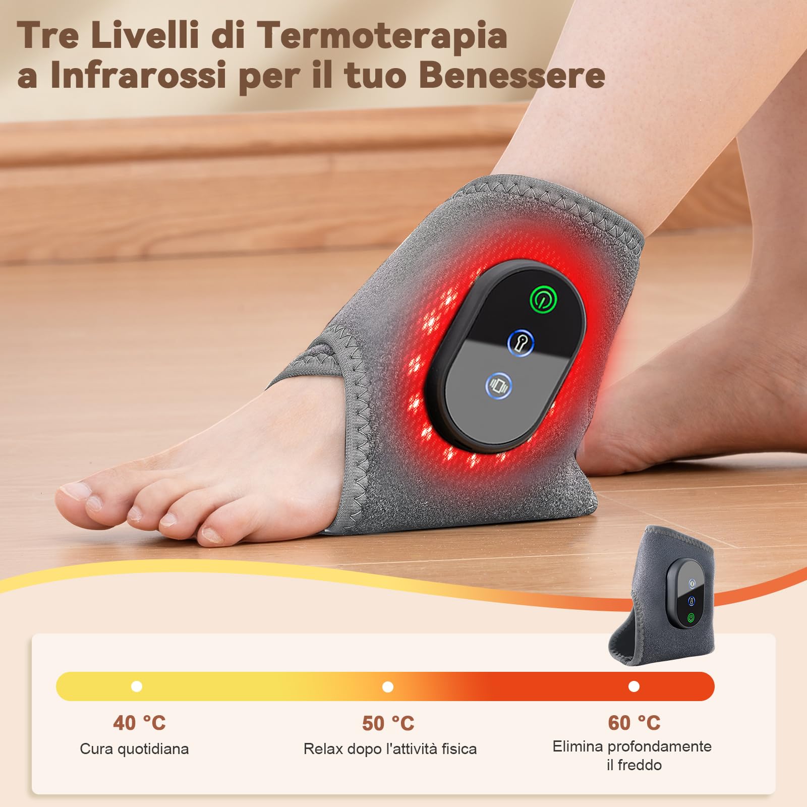 2 Pezzi Massaggiatore per Piedi 3 in 1 | 3 Modalità di Vibrazione | Temperatura Regolabile a 3 Livelli | Scaldapiedi IntegratoAllevia Dolori a Piante, Talloni e Caviglie | Massaggiatore Gambe