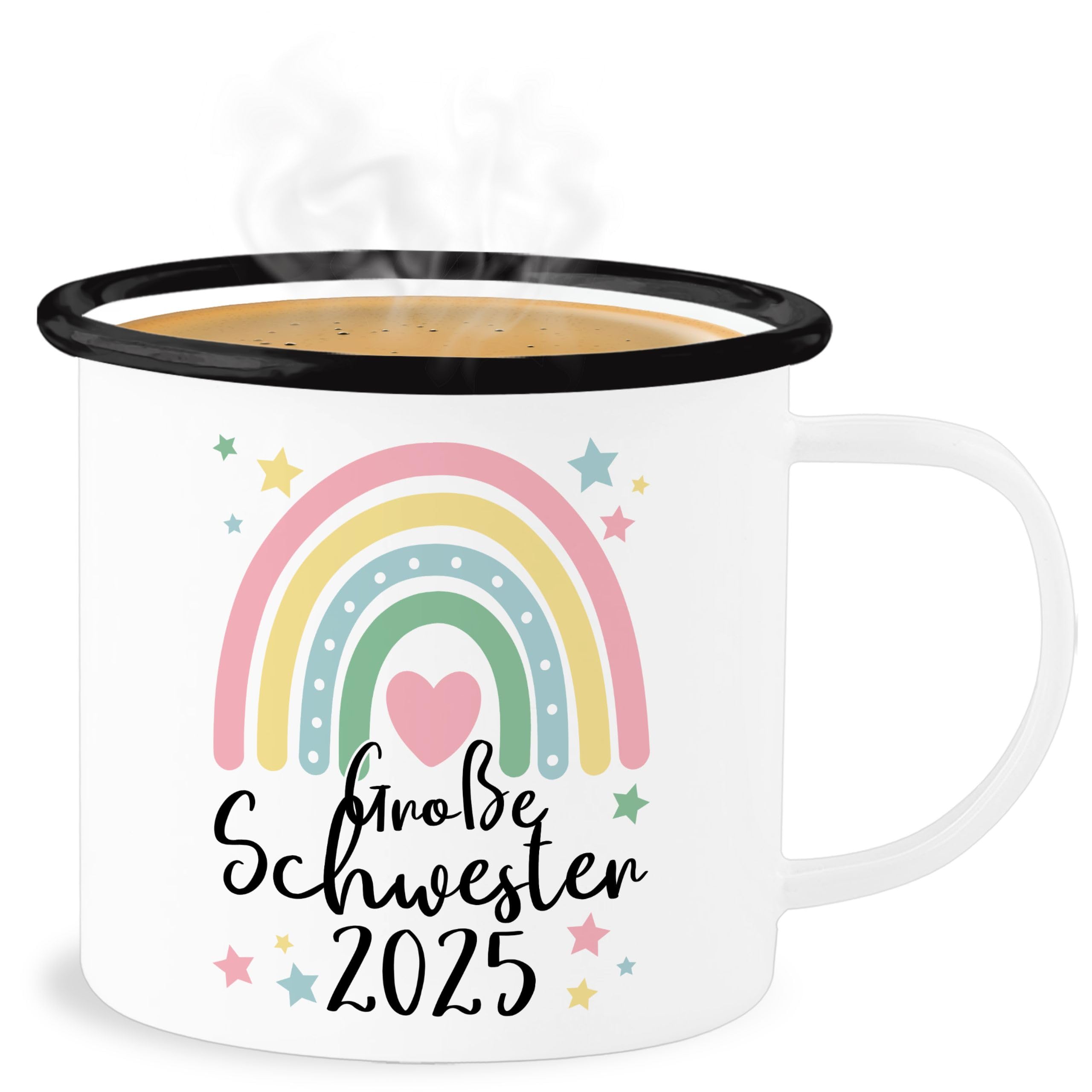 Emaille Tasse "Große Schwester" – Robuste Blechtasse Mit Spruch, 300 Ml, Perfekt Als Geschenk