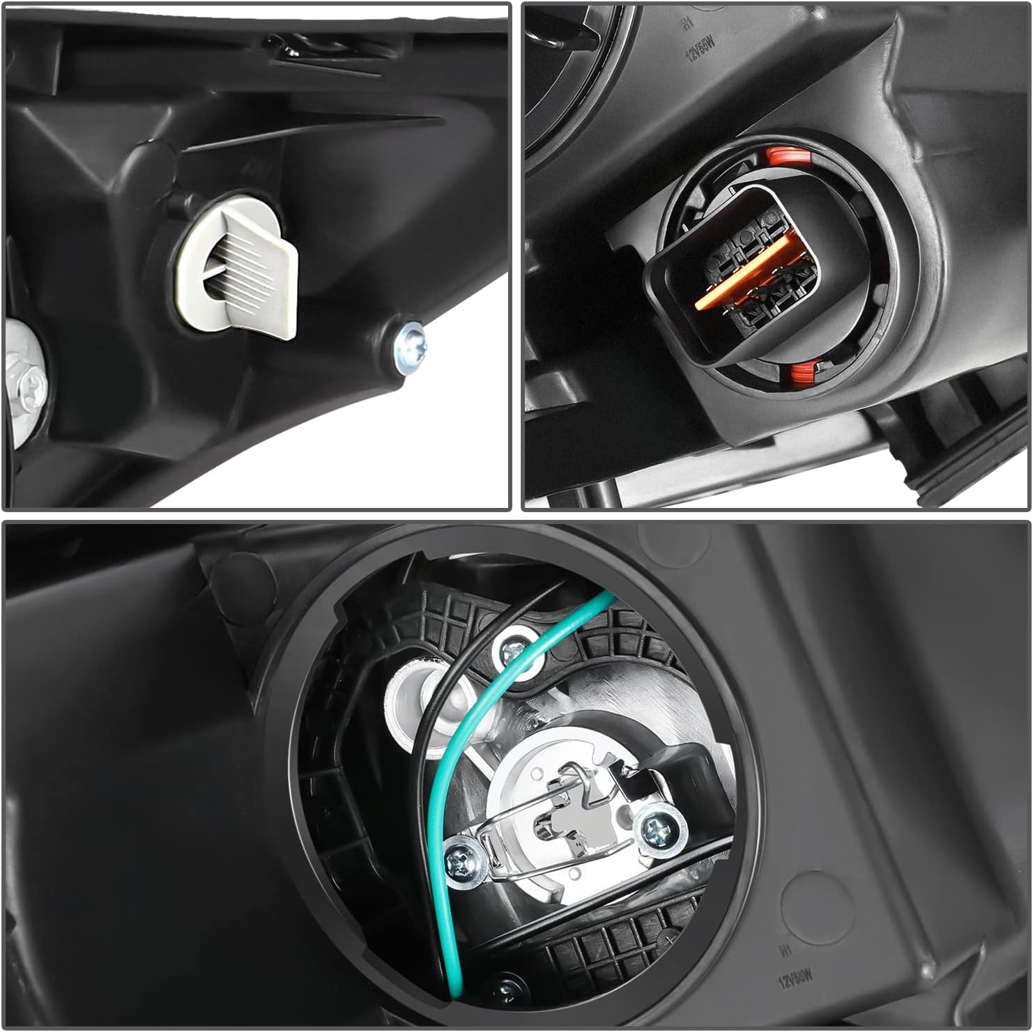 DNA MOTORING Right OE Style Projector Headlight Compatible with 11-13 Kia Optima,Black Housing/Clear Lens/Amber Reflector,OEM-HL-0172-R