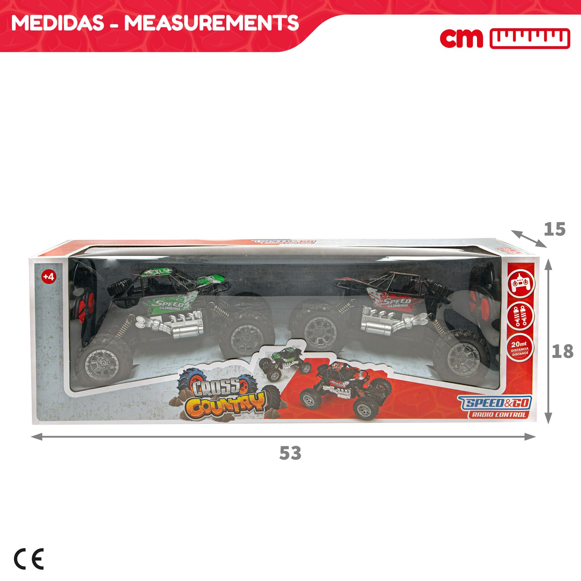 ColorBaby Speed & Go, Set 2 Coches teledirigidos para niños 1:20, Vehículos RC, Ruedas con amortiguadores, Mando 6 Funciones, Frecuencia 27 MHz y 49 MHz, Alcance 20 m, Juguetes niños 4 años (47376 ColorBaby Speed & Go, Set 2 Coches teledirigidos para niños 1:20, Vehículos RC, Ruedas con amortiguadores, Mando 6 Funciones, Frecuencia 27 MHz y 49 MHz, Alcance 20 m, Juguetes niños 4 años (47376