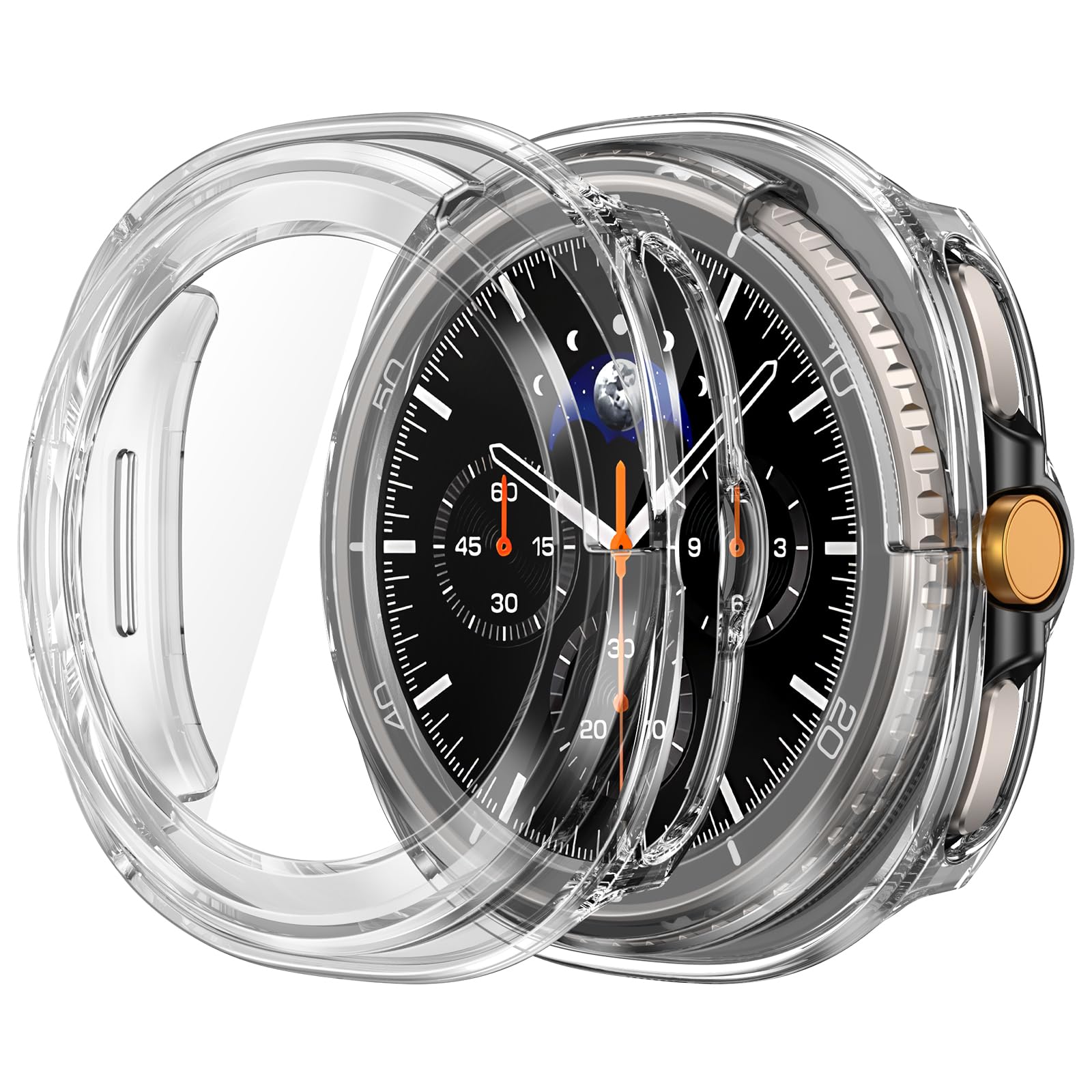 Misxi 2-Pack Hard PC Case with Tempered Glass Screen Protector for Samsung Galaxy Watch 8 Classic 46mm, Overall Protection Anti-Slip Scratch-Resistant