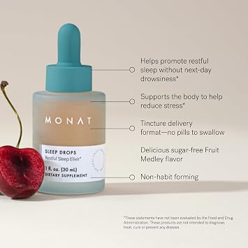 MONAT Sleep Drops Sleep Improvement Product Herbal Support Calming Bedtime Drops for Restorative Relaxation for Stress & Frenetic Life Natural Support Solution