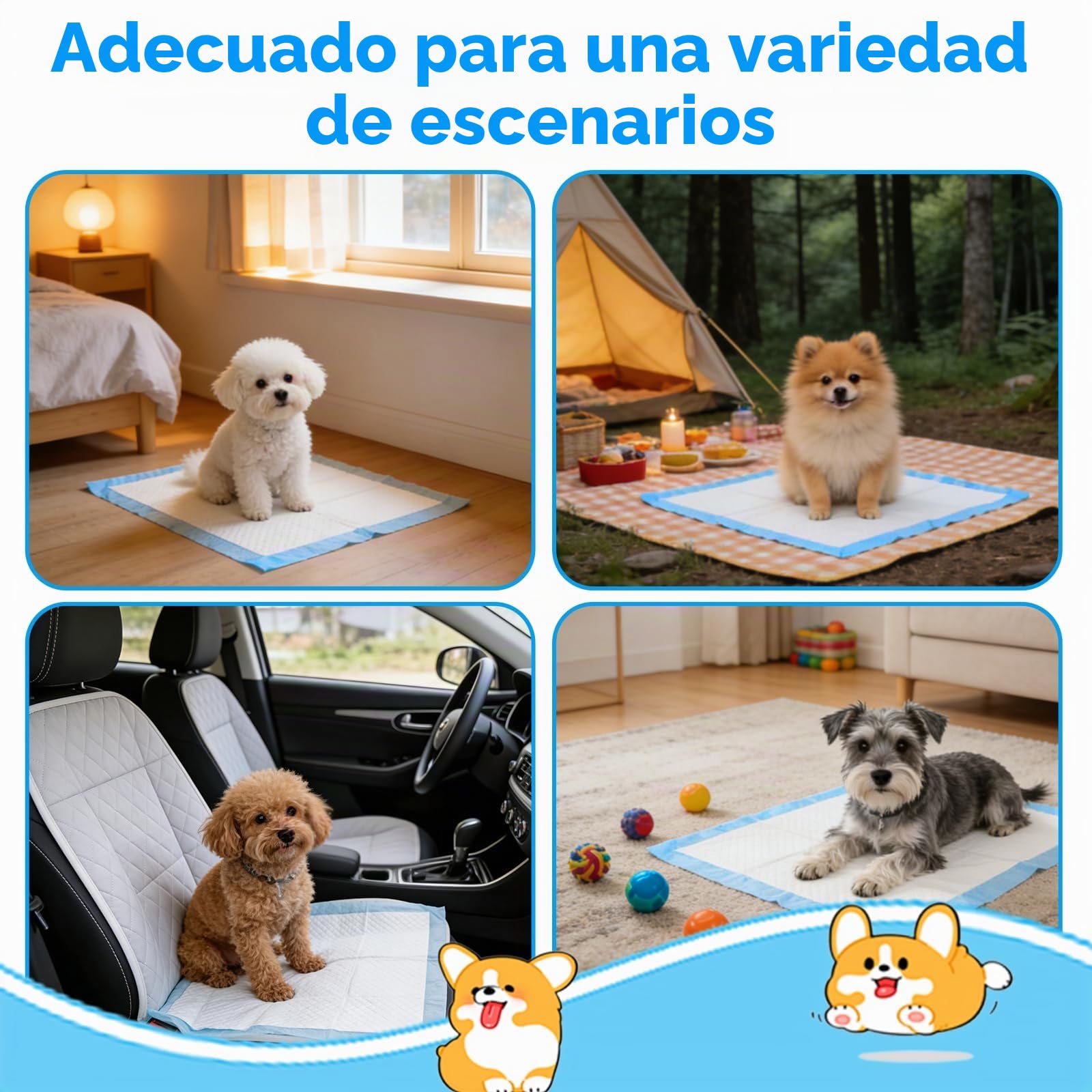 100 Piezas Empapadores Perros, 33 x 45cm Almohadillas Absorbentes, Almohadillas de adiestramiento de Perros y Cachorros, Superficie de Secado Rápido Evitar Fugas