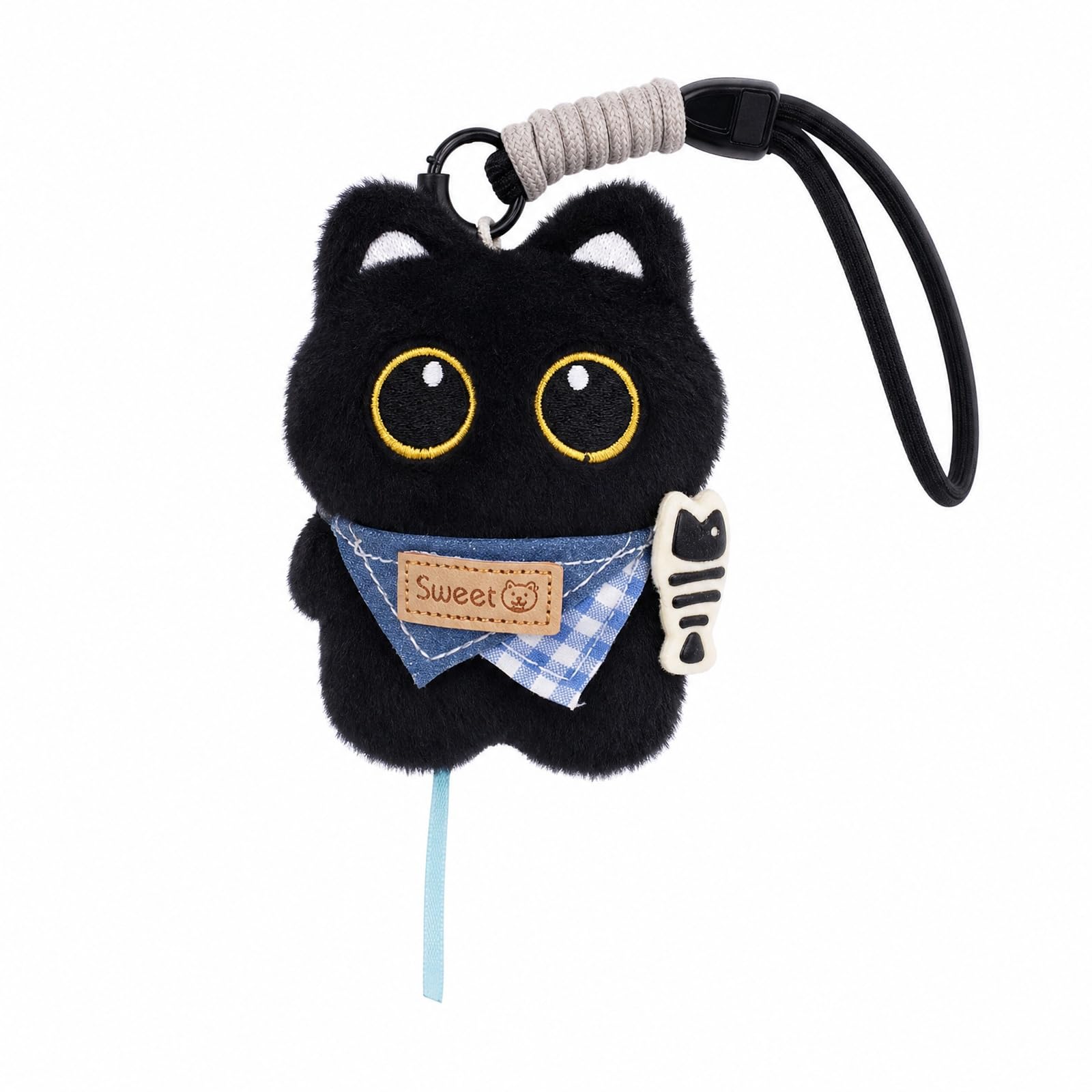 Cat Plush Keychain, Black Cat Keychain with Scarf, Bag Charm-image-33