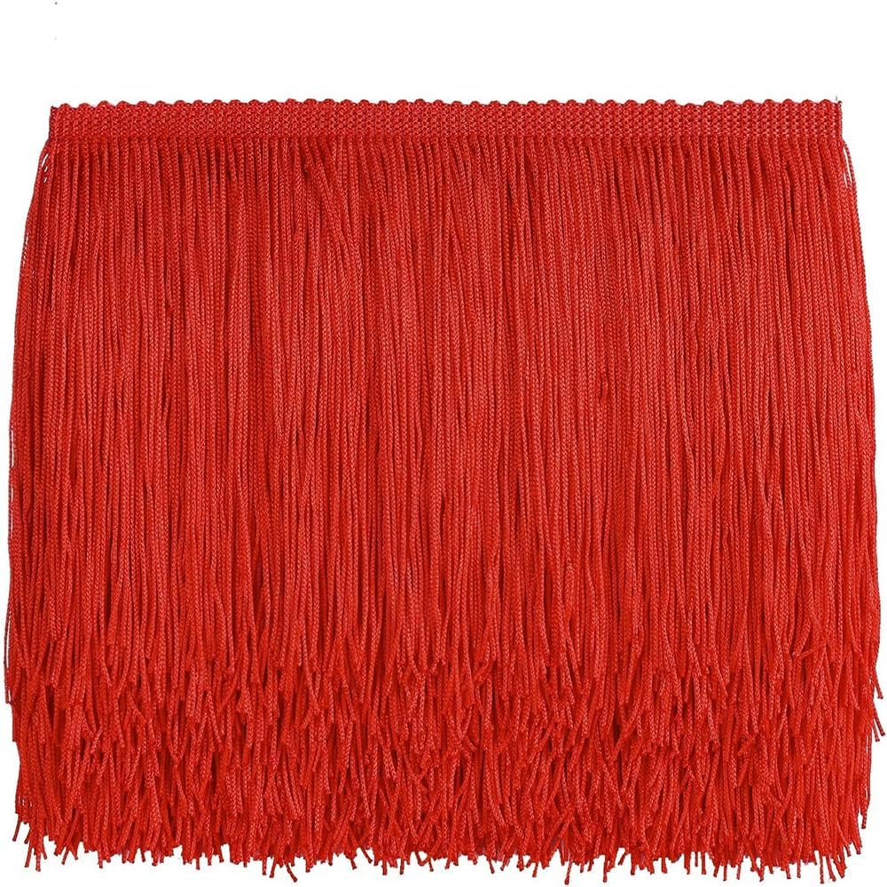 10 Yards of 6" Chainette Fringe Trim Tassel Sewing Trim for DIY Craft Latin Dress Lamp Shade Decoration Teal (Red)