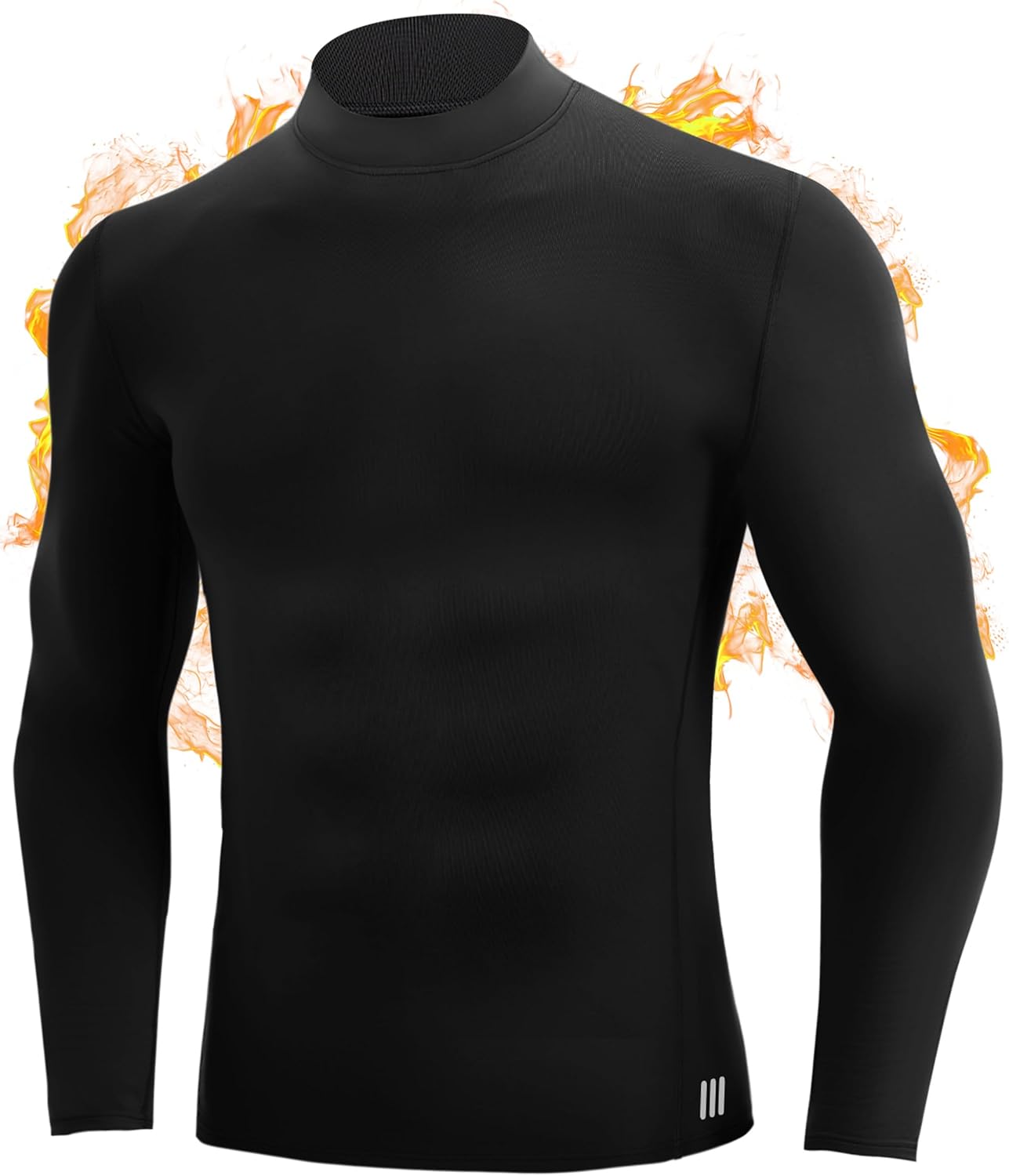 Men's Thermal Long Sleeve Shirts, Fleece Lined Mock Turtleneck Underwear Top, Athletic Base Layer for Cold Weather