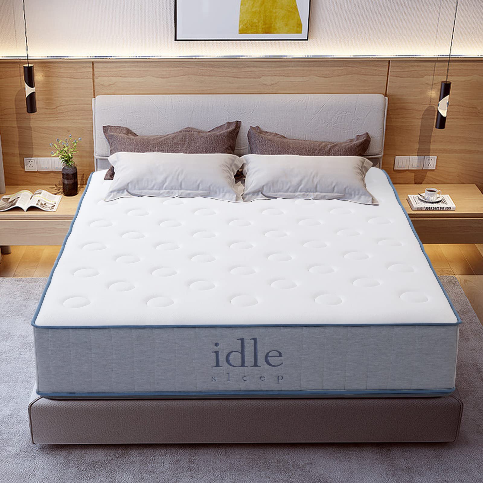 MUUEGM Queen Mattress,14 Inch Memory Foam and Innerspring Hybrid Mattress,2-Sided Cooling Gel Infused Medium-Firm Mattress,Mattress in a Box Queen,CertiPUR-US Certified,Made in USA