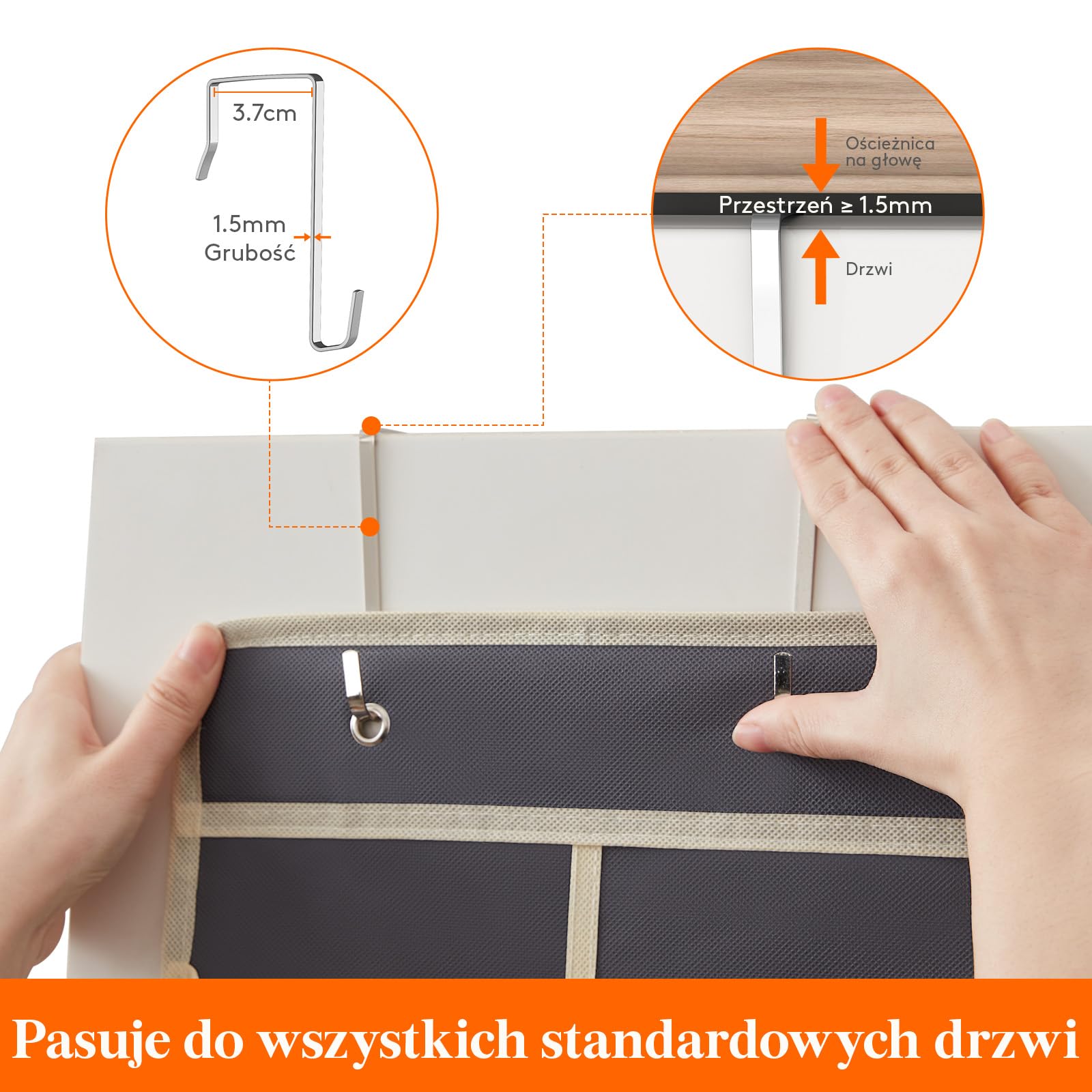 Lifewit Organizer nad drzwiami na buty, regał wiszący, materiałowy, organizer wiszący z 24 kieszeniami, regał na buty, wiszący organizer na ubrania do sypialni, łazienki, szafy, duży, szary