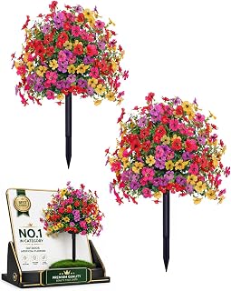 Outdoor Artificial Flower Bush Stakes