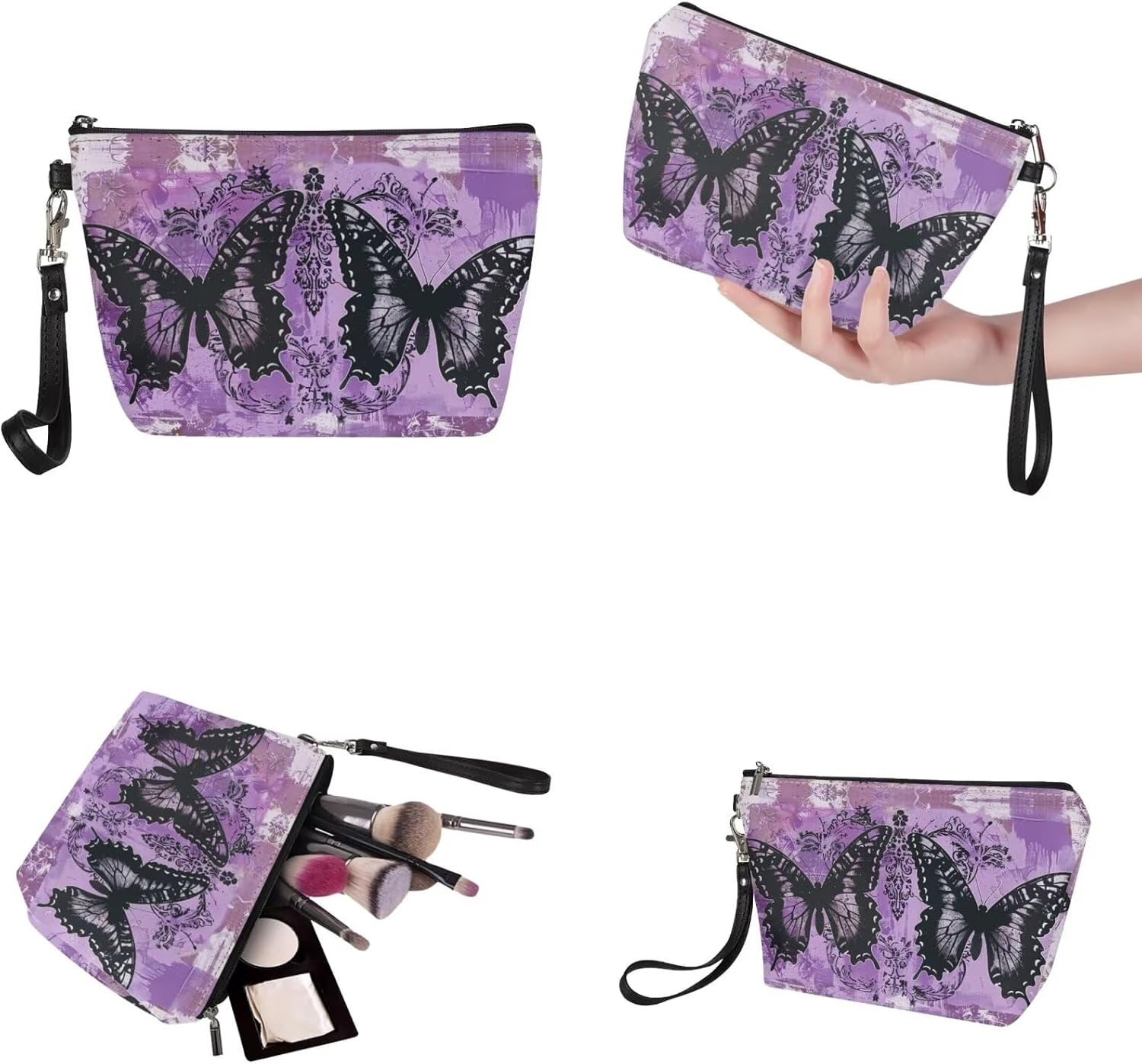 2PCS Handbag and Wallet Set for Women Hobo Bag Satchel Purse Tote Handbag Top Handle Bag with PU Make Up Bag