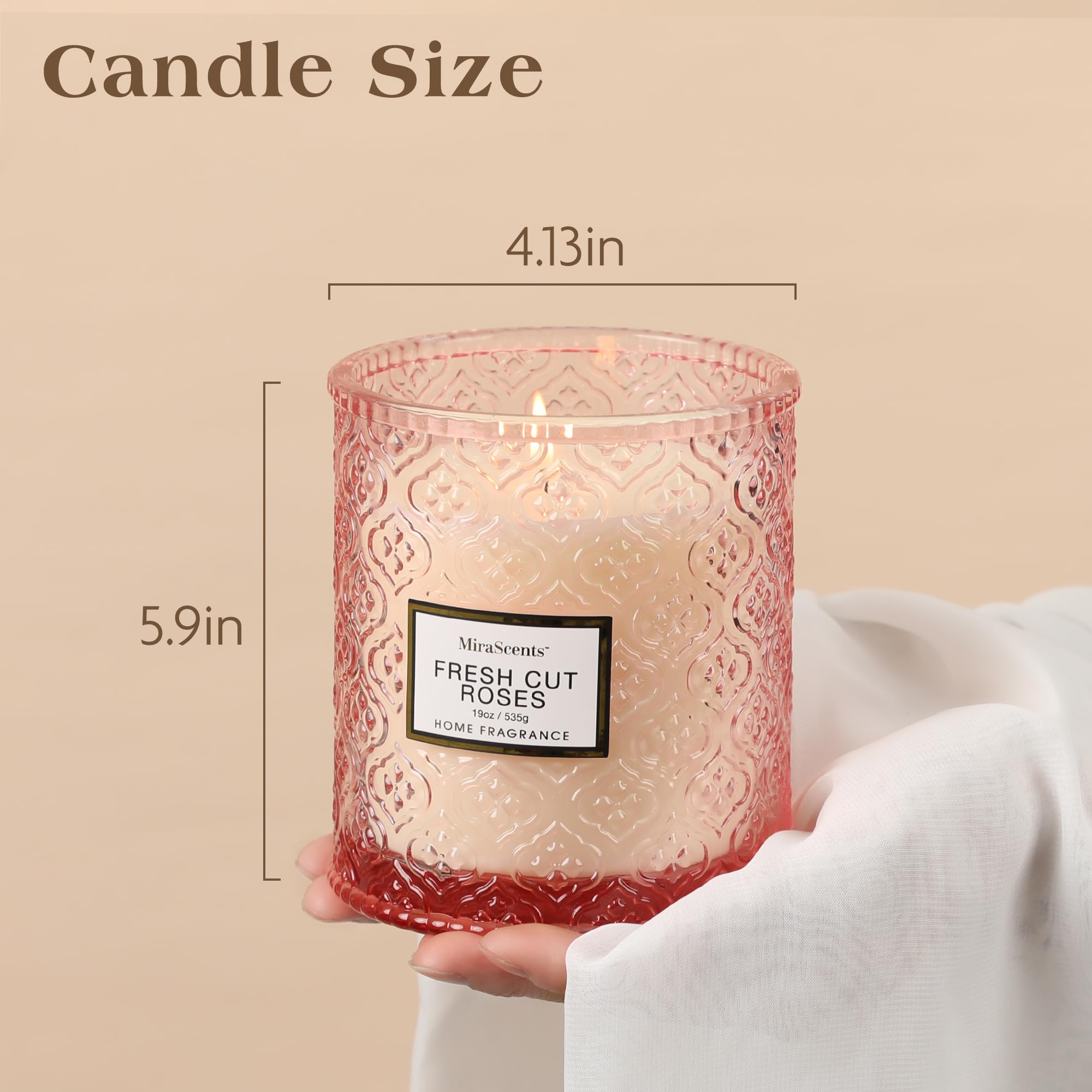 Valentines Rose Duftkerzen, große natürliche Soja-Kerze, 88 Stunden Brenndauer, dekorative Kerzen im Glas, Aromatherapie-Kerze, Geschenk für Frauen, 538.6 g