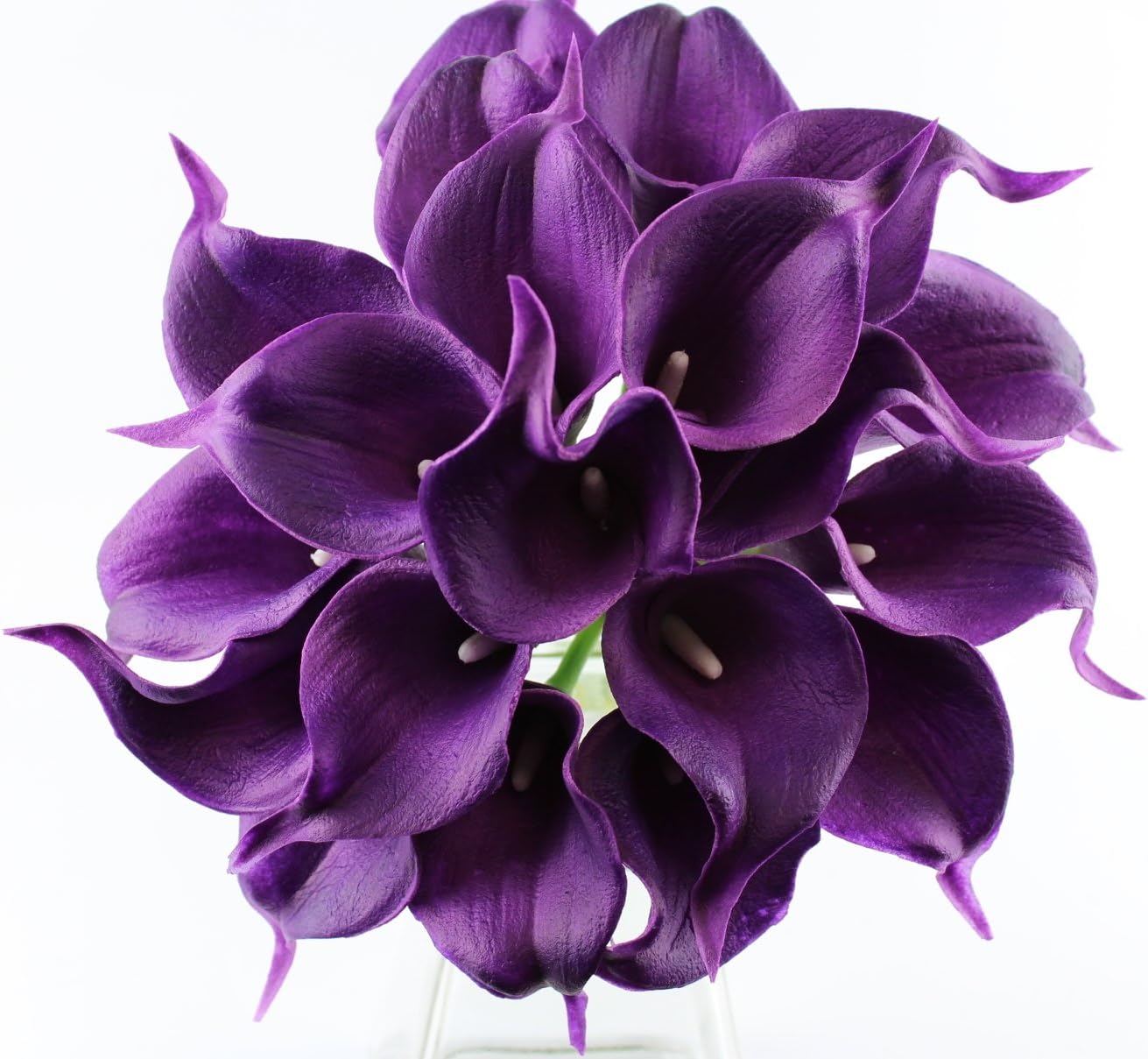 Angel Isabella, LLC 20pc Set of Keepsake Artificial Real Touch Calla Lily with Small Bloom Perfect for Making Bouquet, Boutonniere,Corsage (Deep Purple)