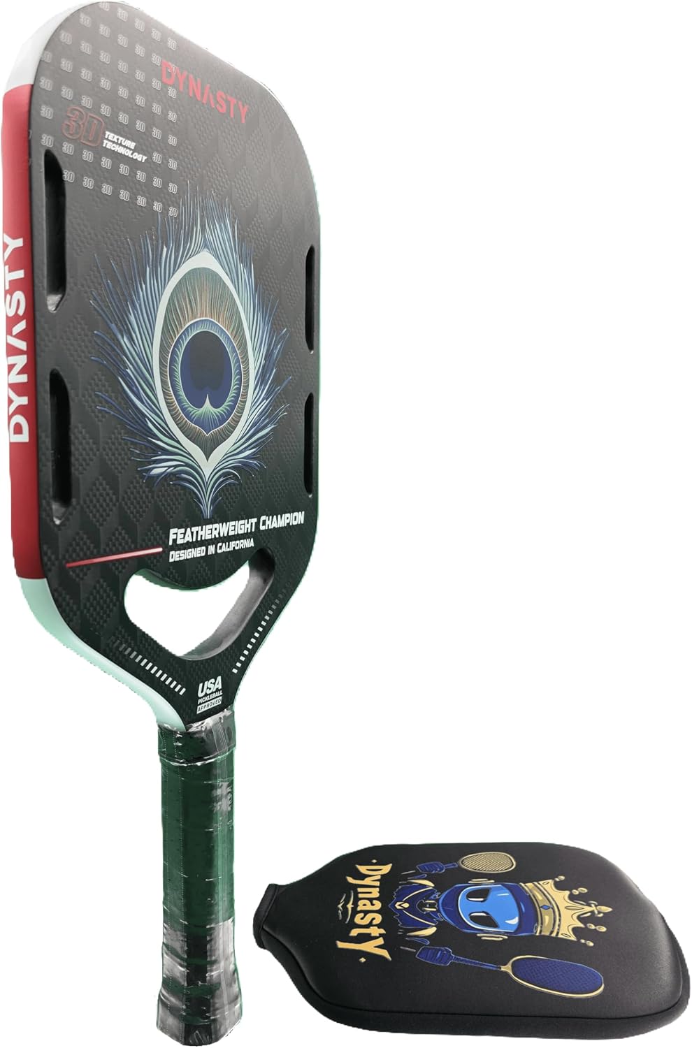 Dynasty Heavyweight/Feather T700 Triple-Layer Raw Carbon Fiber + Friction Surface 16mm Aero *Gen 3.5 All-Court Power Pickleball Paddle* / Hall of Famer 18K *Control+Spin*