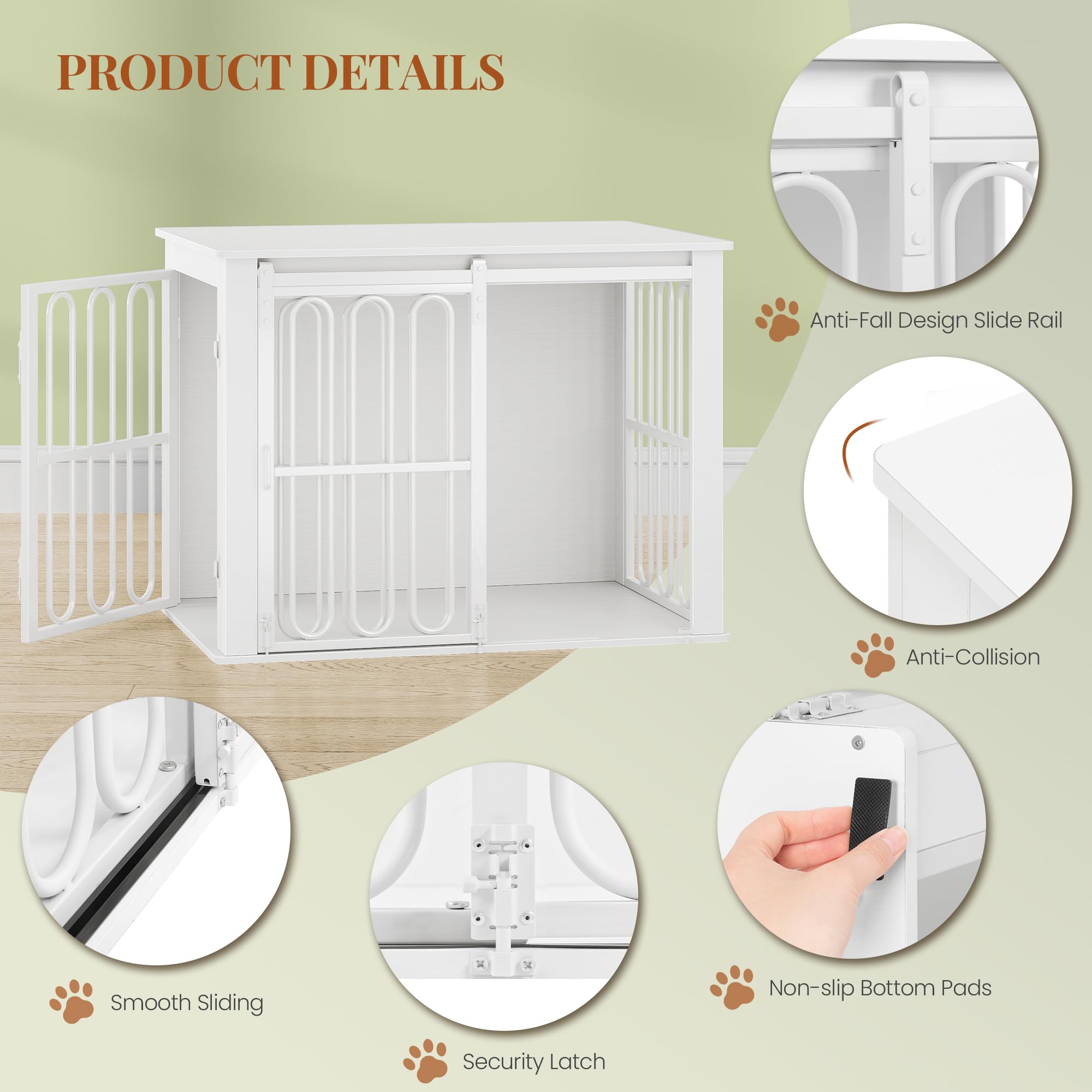 HEXCELEN Jaula para Perros Mueble de Madera, 81 × 55 × 62,4 cm, 2 Puertas, Blanco