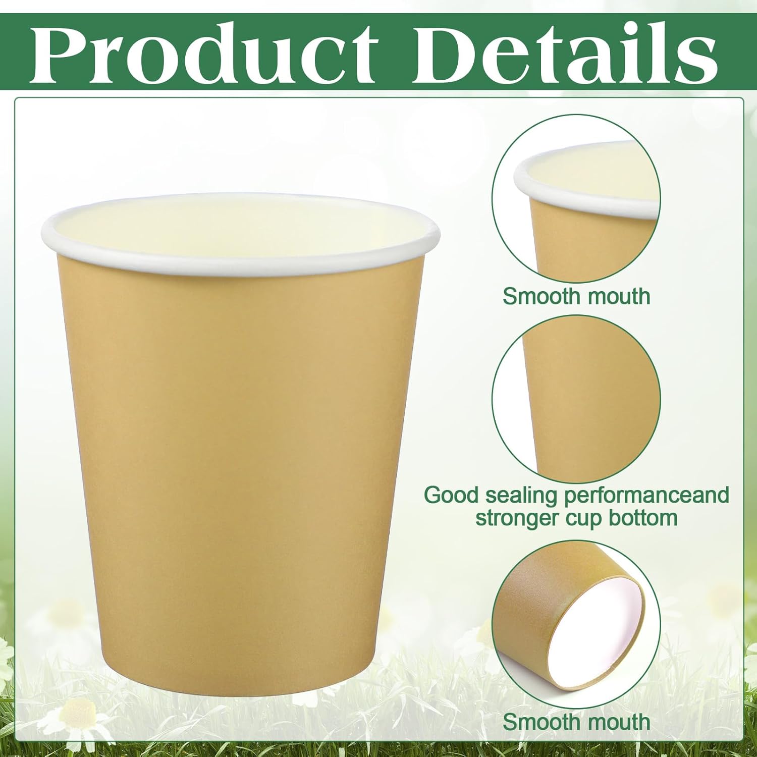 120 Pcs 9oz Sage Green Paper Cups Gradient Color Disposable Coffee Cups Birthday Bridal Shower Beverage Drinking for Wedding Birthday Bride Party Supplies(Sage Green Gold) - Image 6