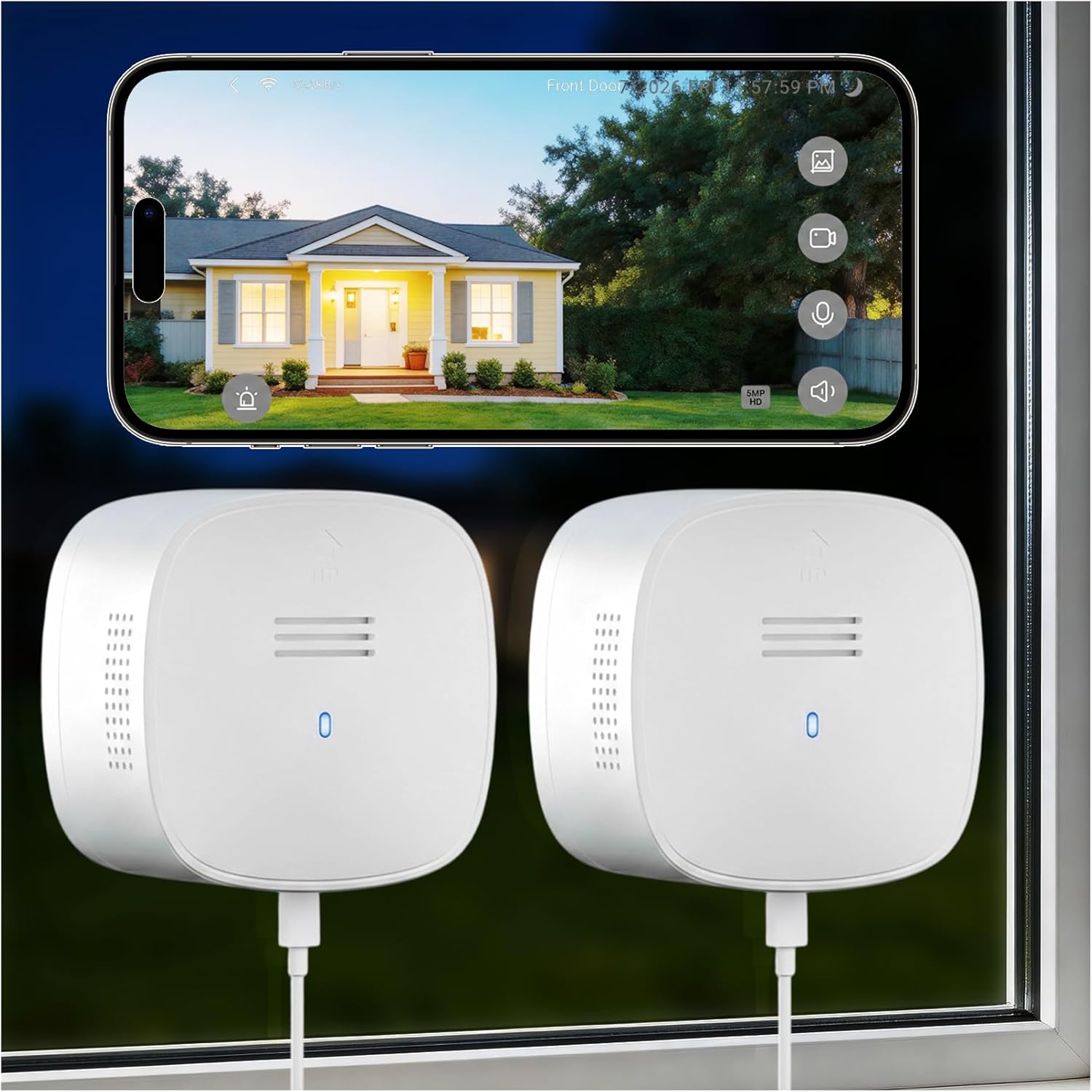 2Pack 5MP 3K Window Camera, Indoor Window Security Cameras with AI Color Night Vision for Home Security, 2.4G&5G WiFi, Motion Detection, Works w/Alexa & Google Assistant, Easy Quick Install Glass A1