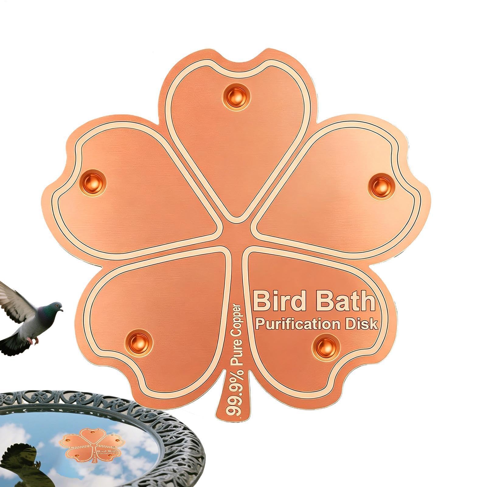Scclcky Pure Copper Bird Bath Disc - 10cm Copper Purification Disk For Bird Baths To Algae Naturally, Wildlife Friendly Water Cleaner, Solid Coppers Garden Ornament For Keeping Birdbath Water Fresh