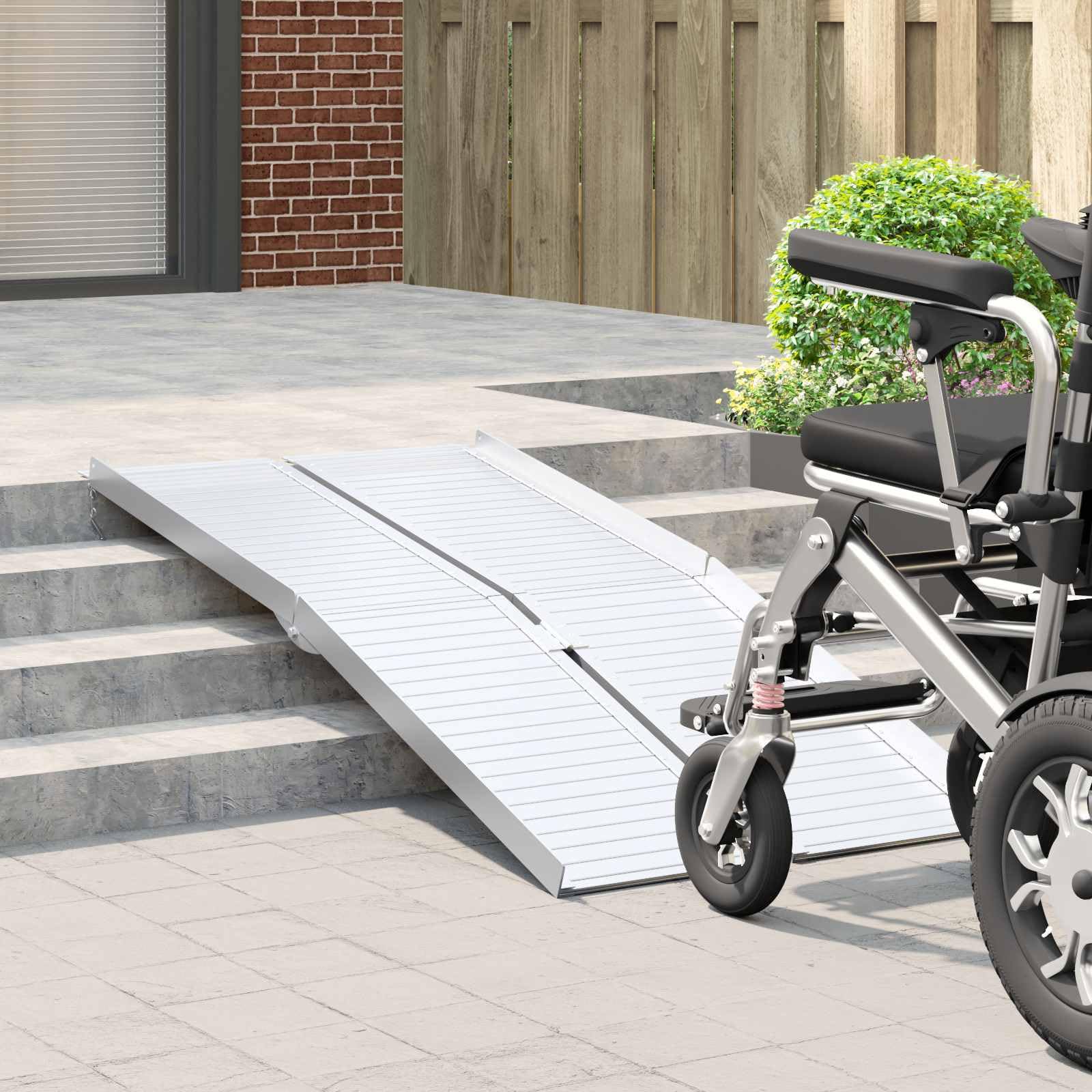 Składana rampa dla wózków inwalidzkich z aluminium, przenośna rampa najazdowa dla wózków inwalidzkich i chodzików, obciążenie do 270 kg, długość 152 cm