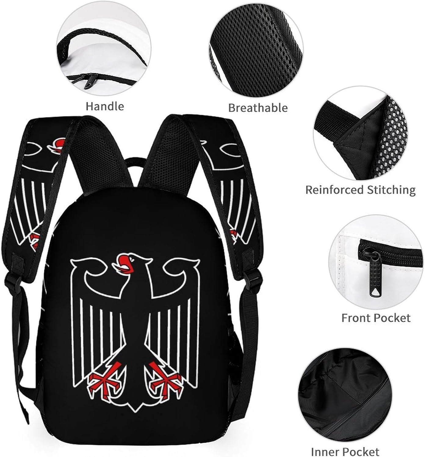 Flag of Germany Novelty Backpack Set with Lunch Bag Pencil Cases image 3
