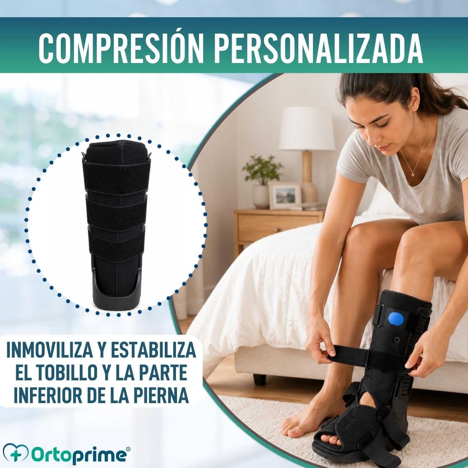 OrtoPrime Bota Walker Larga Fija BILATERAL con CÁMARA DE AIRE bota Ortopédica walker Larga para FRACTURAS Botas Walker Alta Ajuste Neumático con Válvula - Bota Inmovilizadora de Tobillo (M 40-44)