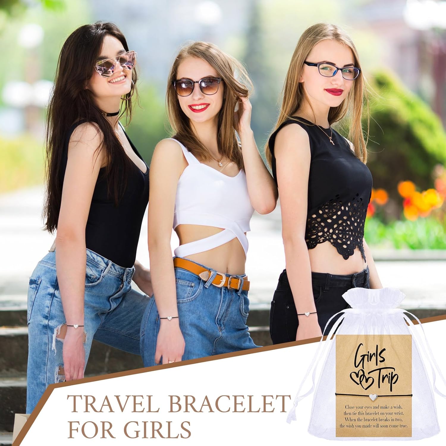 Tondiamo Girls Trip Bracelet Girls Weekend Getaway Bracelets with Cards for Sisters Friends Bestie Bachelorette - Image 3