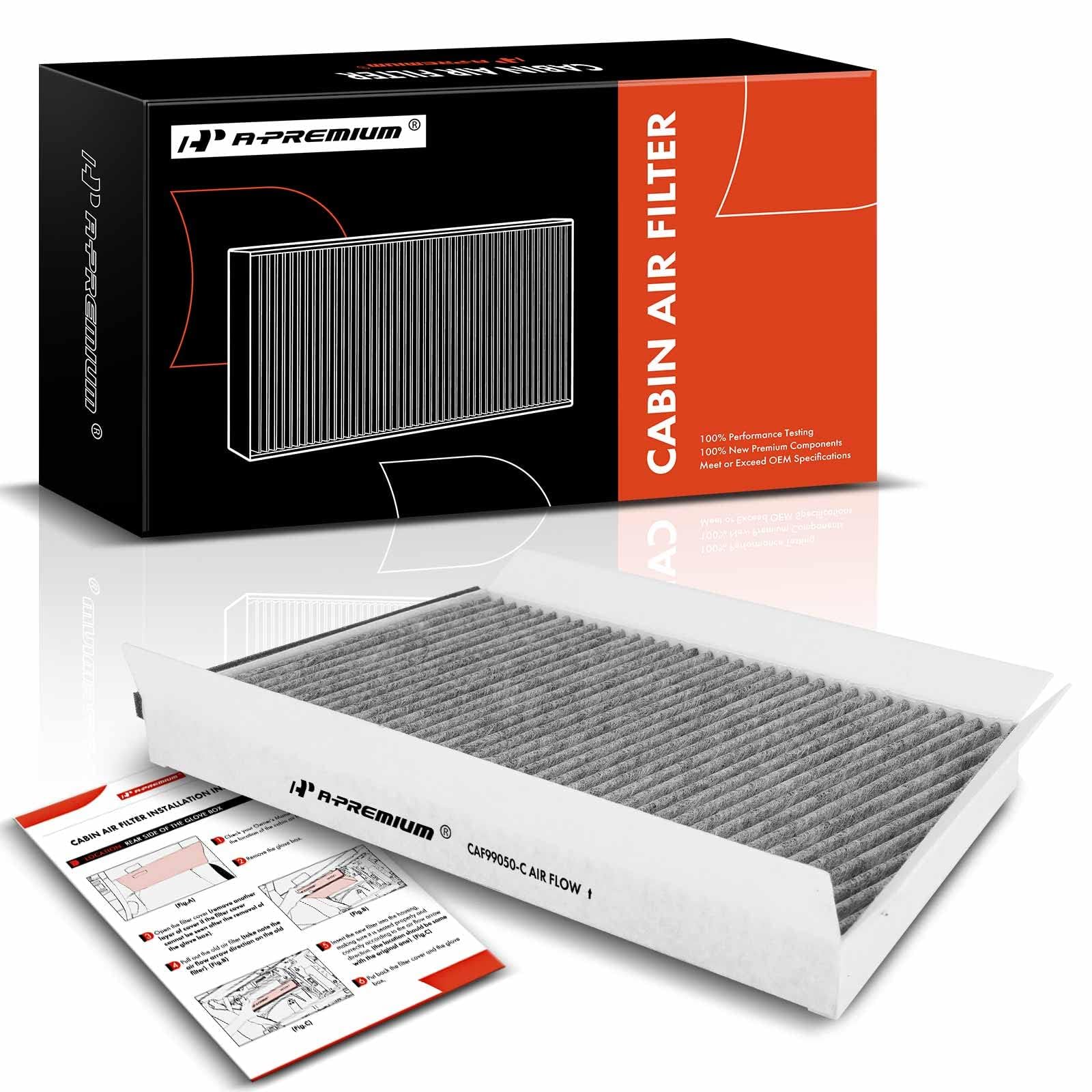 A-Premium Cabin Air Filter w/Activated Carbon Compatible with Mercedes-Benz Models - C230, C240, C280, C32 AMG, C320, C350, C55 AMG, CLK320, CLK350, CLK500, CLK55 AMG, CLK550, CLK63 AMG - Under Hood