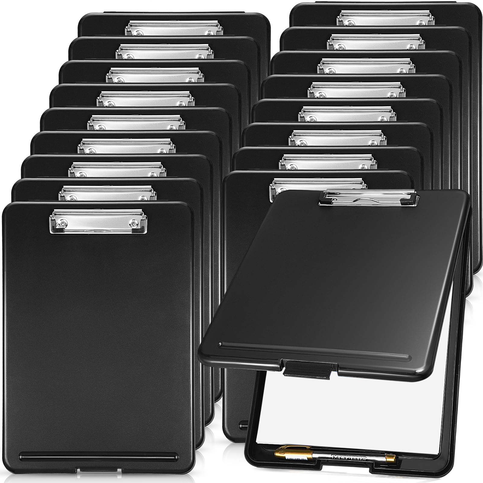 Epakh 18 Pcs Clipboard with Storage Bulks Plastic Storage Foldable Nursing Clipboard with Low Profile Clip for Student Teacher Nurse Employee, 9.5 x