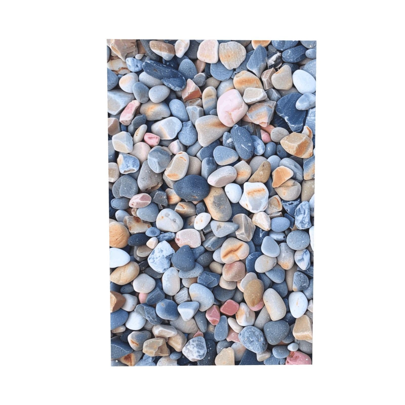 Bannière de plage galets colorés pour cacher un mur abîmé en intérieur