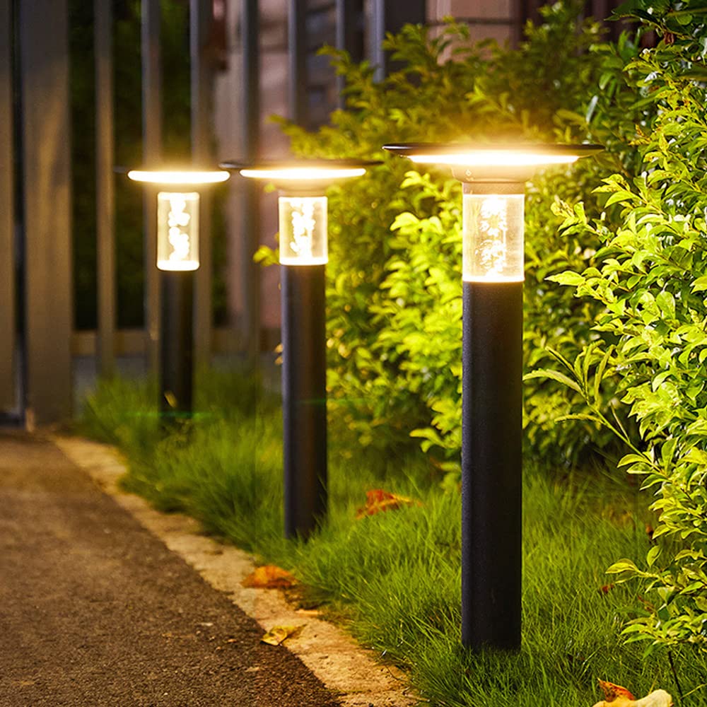 Arnusa LED Solar Sockelleuchte Pollerleuchte Wegeleuchte Gartenleuchte Bubble 55cm moderne Gartenlampe Aluminium Premium Power Solarleuchte Duo Color Warm und Kaltweiß einstellbar