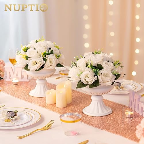 Miniatura 9 de Nuptio Jarrones dorados para centros de mesa de boda, 10 piezas de 6.5 pulgadas de altura, macetas elegantes para centros de mesa de boda para