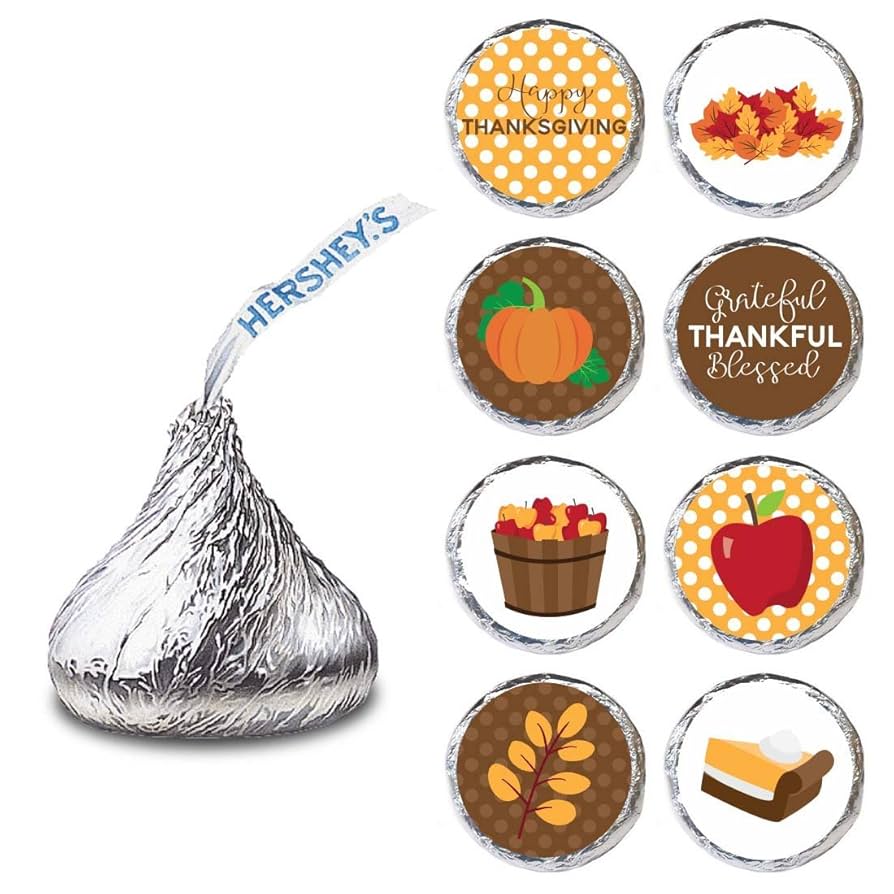 Thanksgiving Label for Hershey Kisses chocolates - Autumn Fall Holiday  Candy Sticker - Set of 240