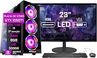 PC Gamer Completo Blue PC Intel Core i5 3ª Geração 8GB GTX 1050ti 4GB HD 500GB Fonte 500W Monitor 23"