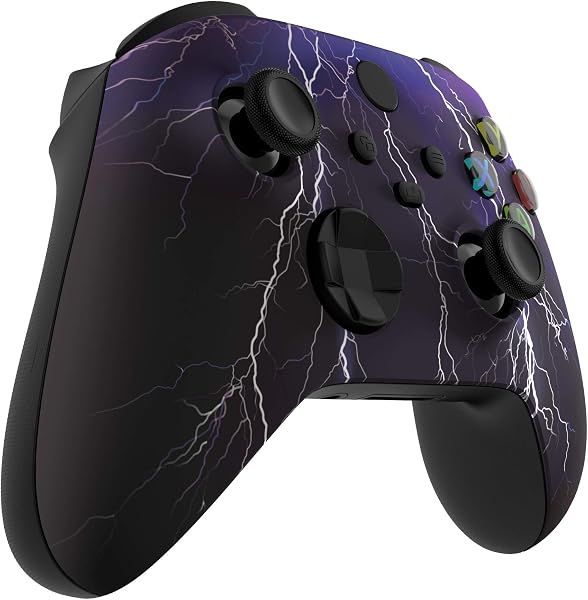 eXtremeRate DIY-Ersatz Front Gehäuse Case für Xbox Series X&S Controller, Custom Vordere Hülle Matte Faceplate Cover Zubehör für Xbox Core Controller Model 1914-Lila Blitz - 5