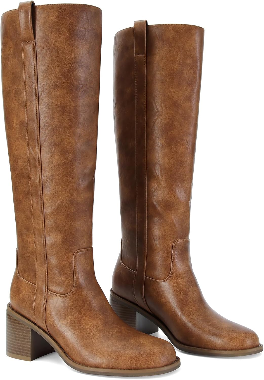 SOVANYOU Banana Boots Knee High Women Fall Winter Boot Chunky Low Heel Boot Cute Dress Round Toe Long Boots Brown - Image 5