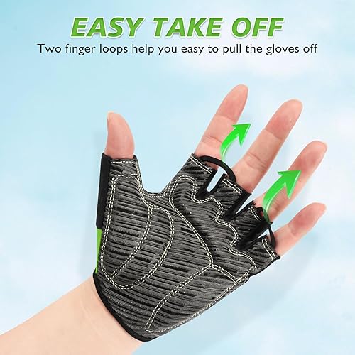 Miniatura 7 de Guantes de ciclismo con almohadilla absorbente de golpes, agarre extra, ajuste flexible, peso ligero, transpirable para hombres y mujeres ciclismo