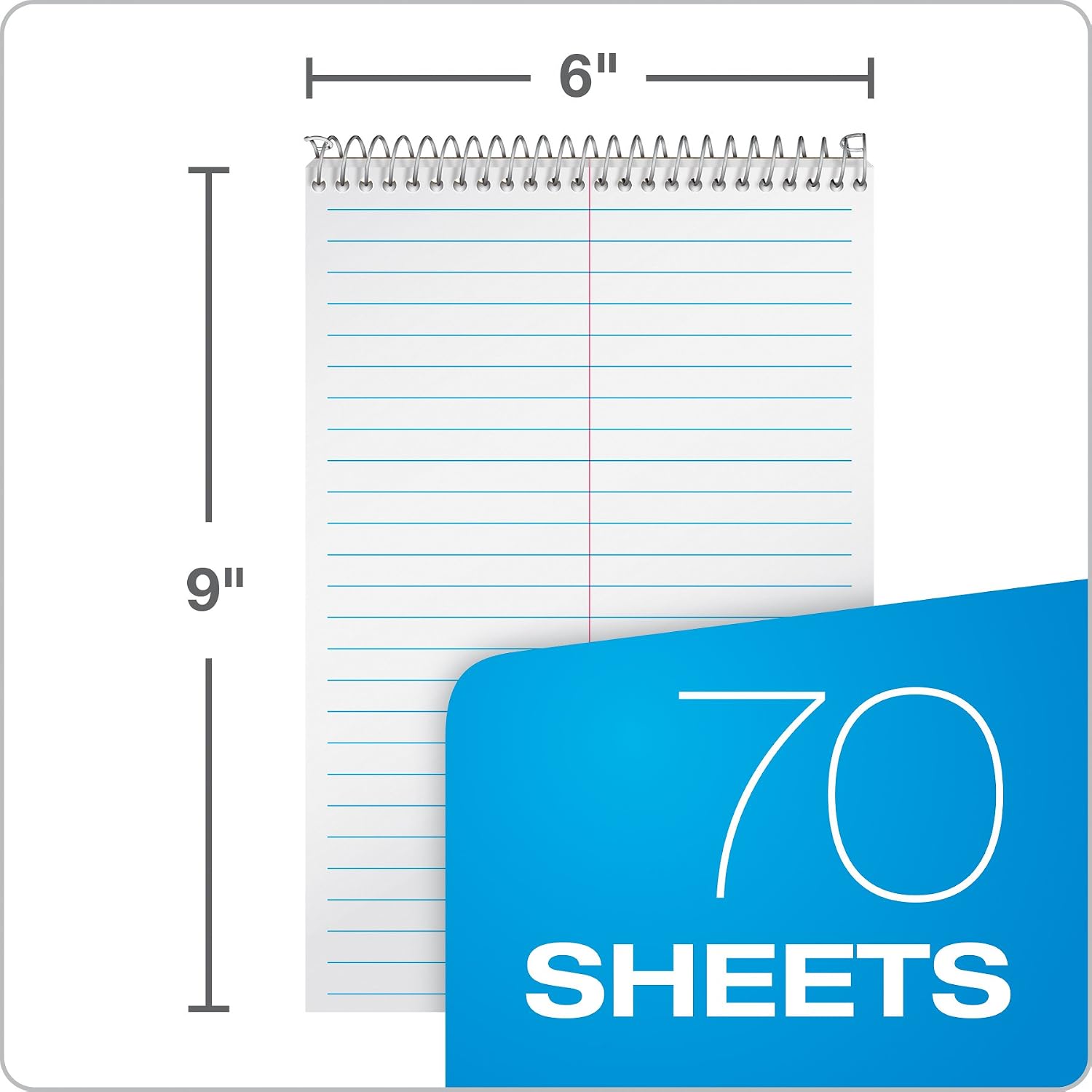 AMPAD Steno Book, 6" x 9", Gregg Rule, White Cover, 70 Sheets, 12 Pack (25-472)