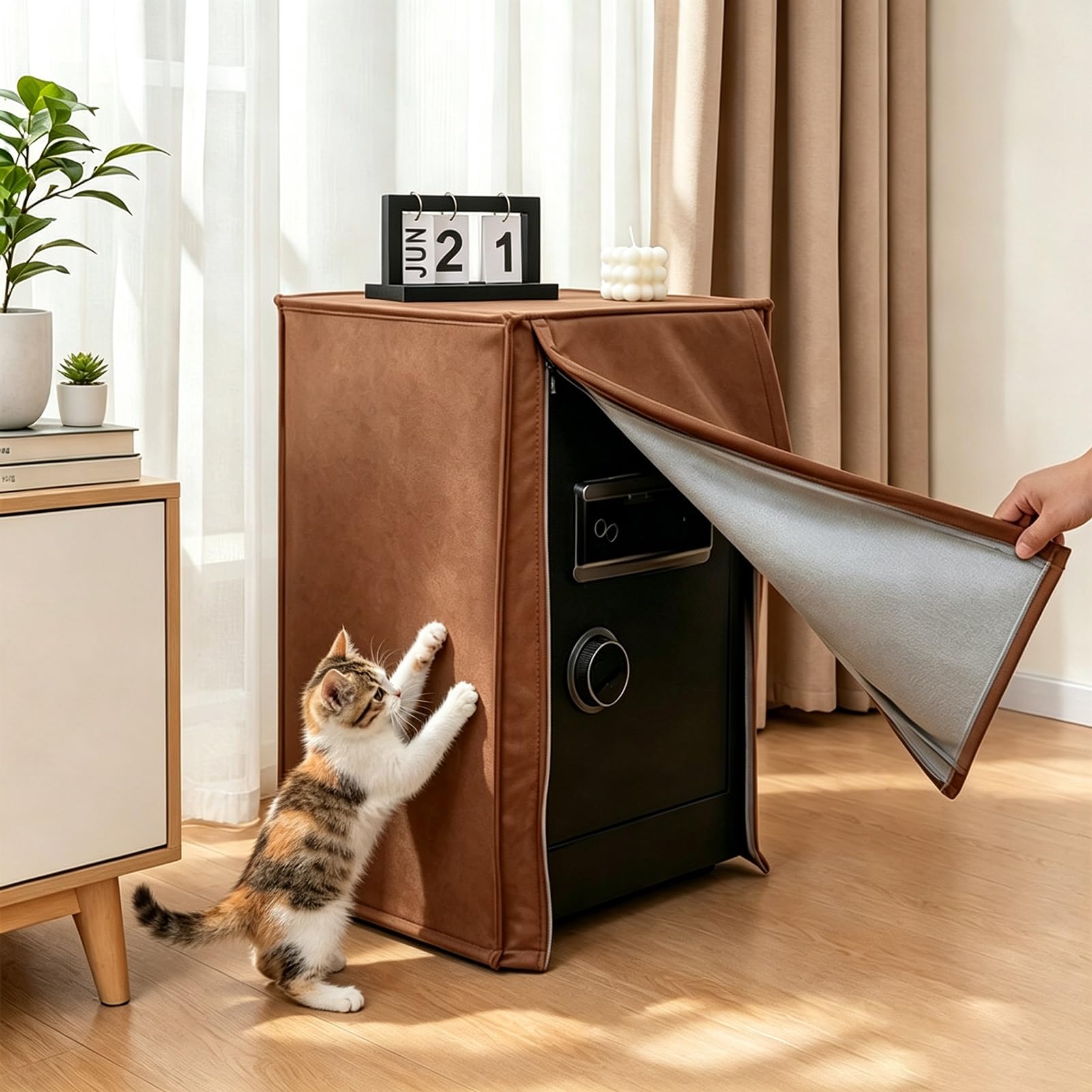 Pokrowiec na Sejf Pokrowiec Ochronny dla Kota, Odporny na Zarysowania, Wysokości | Personalizowane Wodoodporne Pokrowce na Półki, Osłony Przeciwkurzowe Sprzęt(Mocha Brown,W50x50xH120cm/20x20x47in)