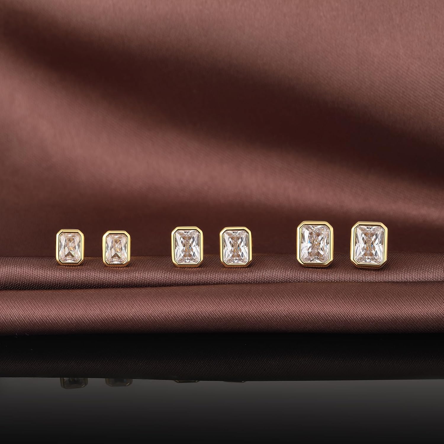 18K White Gold Plated Simulated Diamond Sparkly Stud Earrings 925 Sterling Silver 5A CZ Cubic Zirconia Size Small/Medium/Large Fine Jewelly for Women Men - Image 6