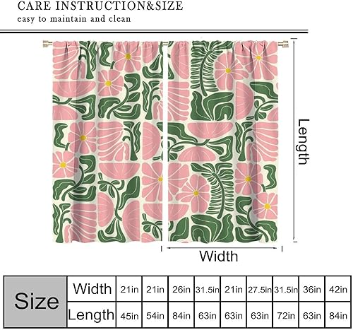 Miniatura 2 de Cortinas florales retro de los años 70, tratamiento de ventana abstracto geométrico hippie floral de mediados de siglo, cortinas con aislamiento